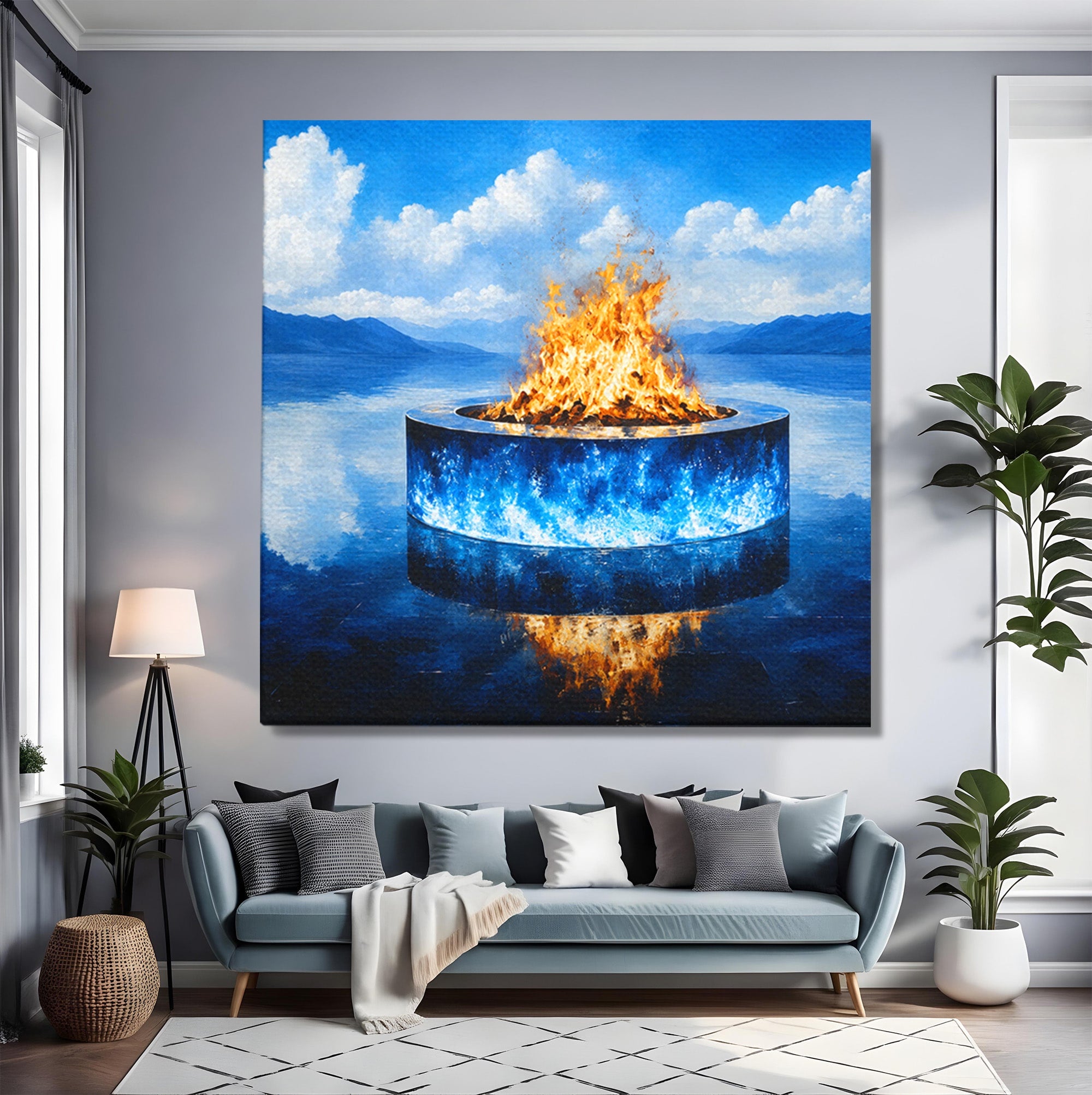 Tablou Canvas Premium LuxCanva® A1710, Focul Ceresc, Foc, Cer, Peisaj, Reflectie, Living, Culori Vibrante