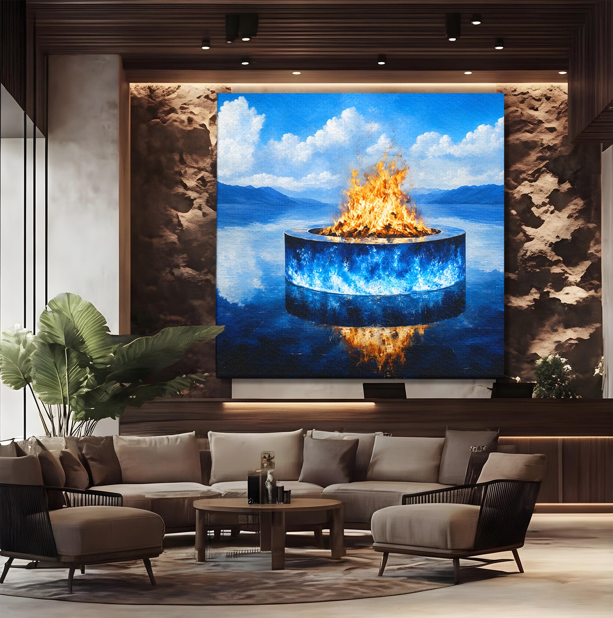 Tablou Canvas Premium LuxCanva® A1710, Focul Ceresc, Foc, Cer, Peisaj, Reflectie, Living, Culori Vibrante