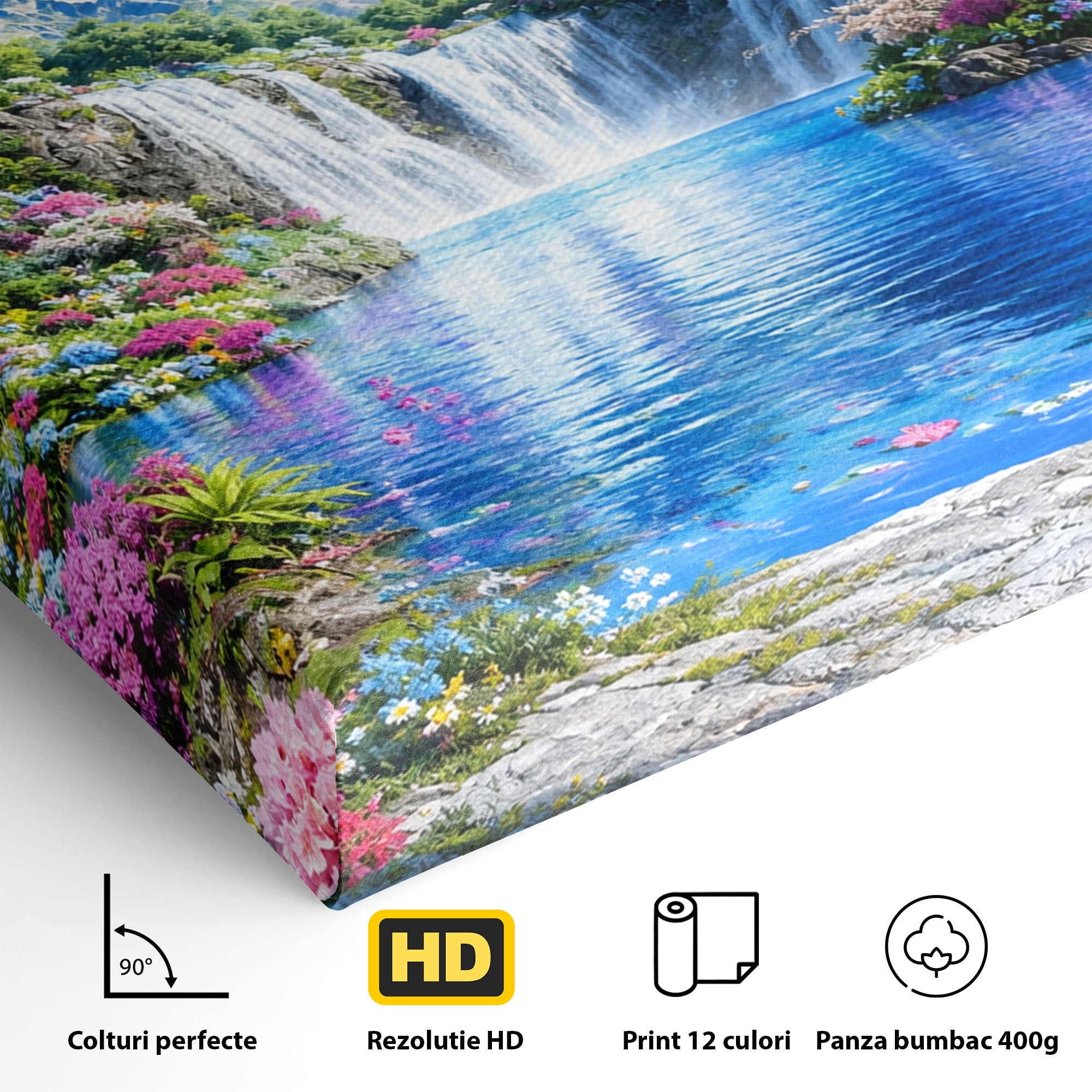 Tablou Canvas Premium LuxCanva® A1711, Cascada Lunara, Cascada, Natura, Peisaj, Living, Relaxare, Culori Vibrante