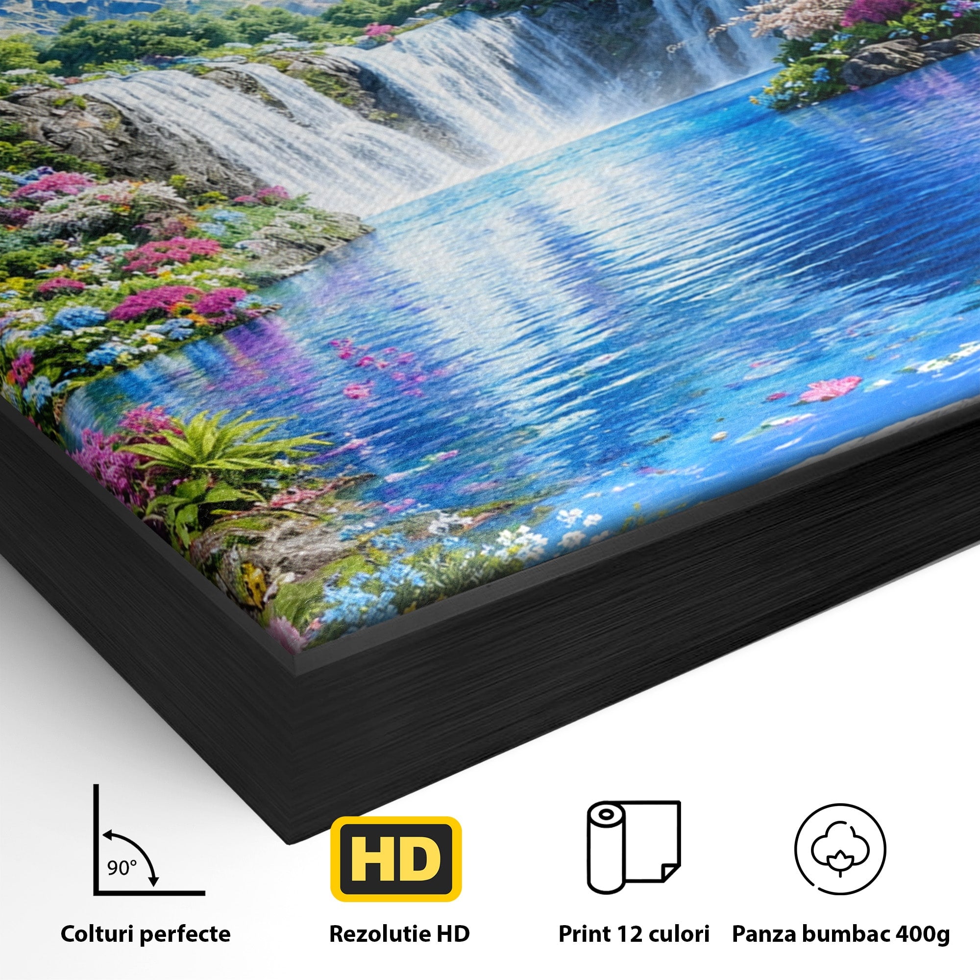 Tablou Canvas Premium LuxCanva® A1711, Cascada Lunara, Cascada, Natura, Peisaj, Living, Relaxare, Culori Vibrante