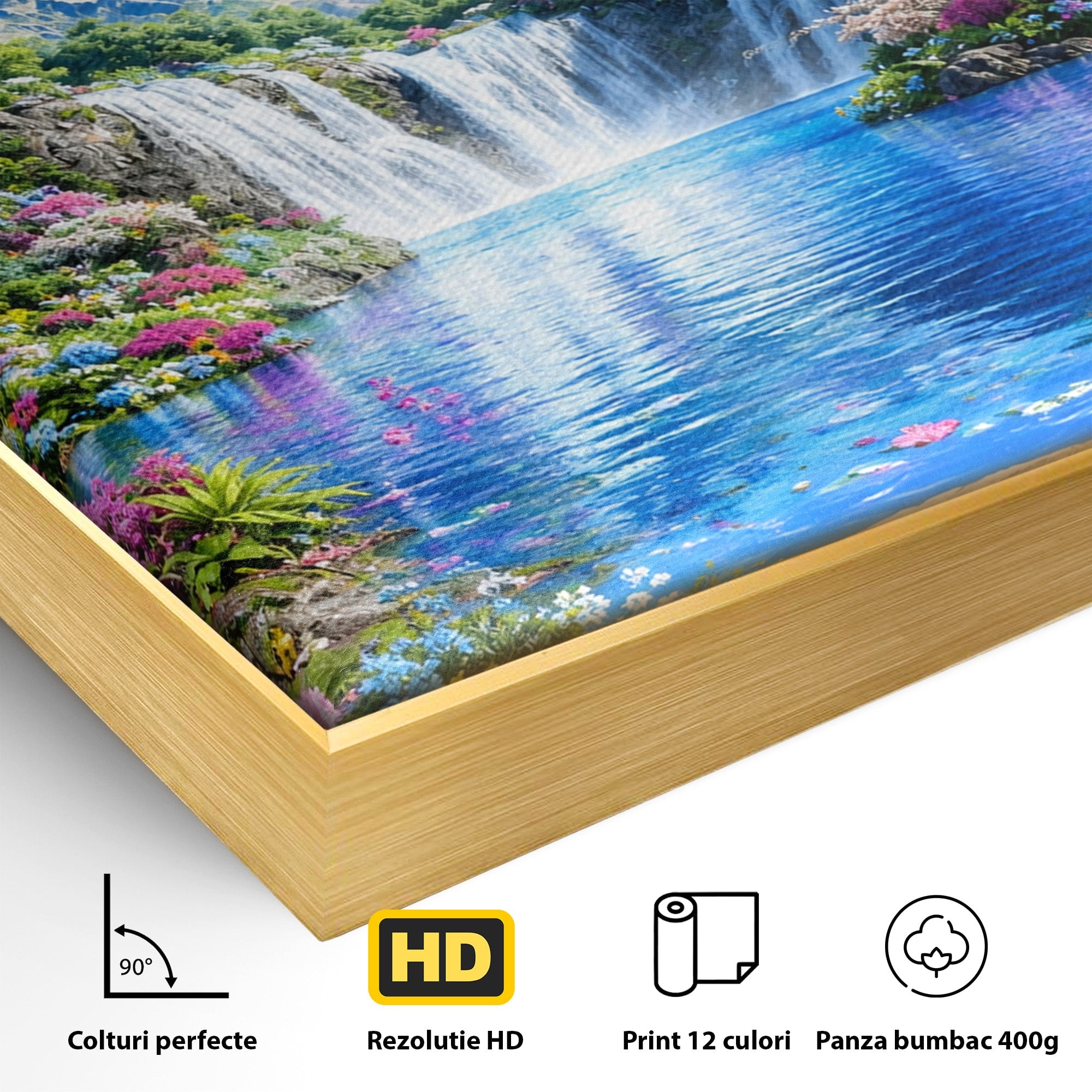 Tablou Canvas Premium LuxCanva® A1711, Cascada Lunara, Cascada, Natura, Peisaj, Living, Relaxare, Culori Vibrante