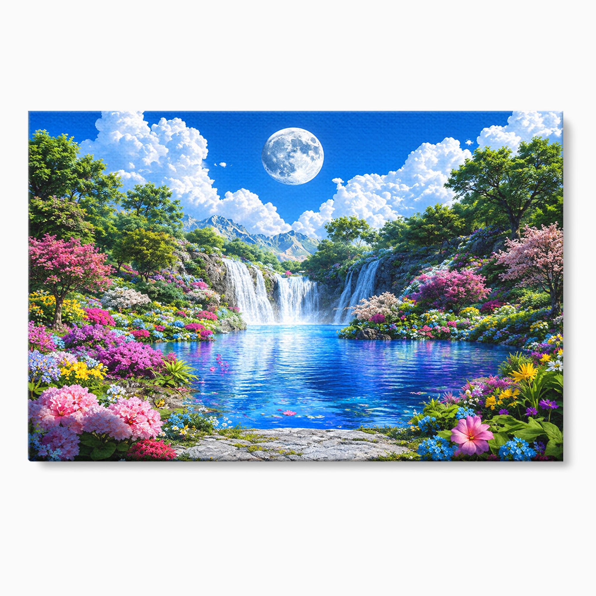 Tablou Canvas Premium LuxCanva® A1711, Cascada Lunara, Cascada, Natura, Peisaj, Living, Relaxare, Culori Vibrante
