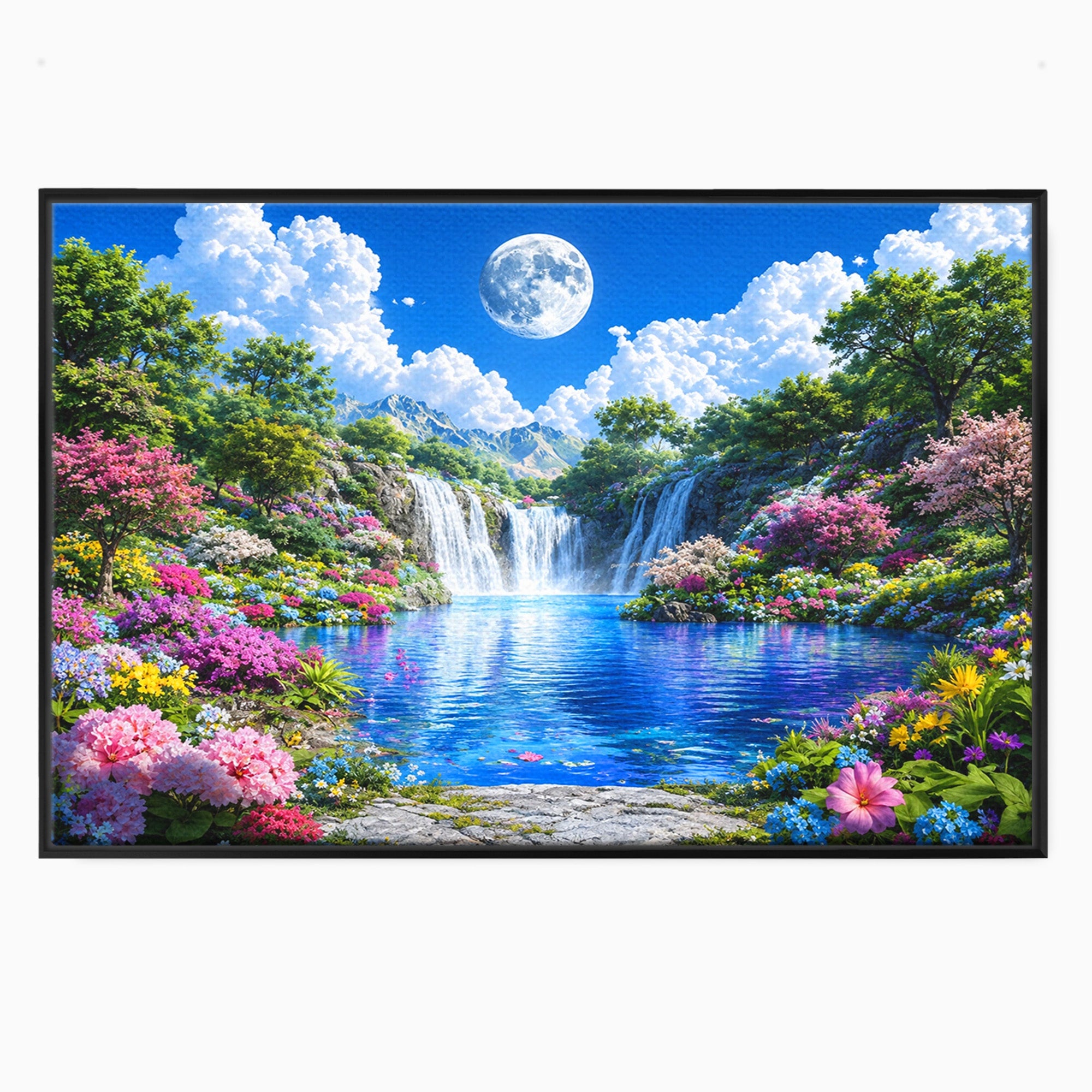 Tablou Canvas Premium LuxCanva® A1711, Cascada Lunara, Cascada, Natura, Peisaj, Living, Relaxare, Culori Vibrante