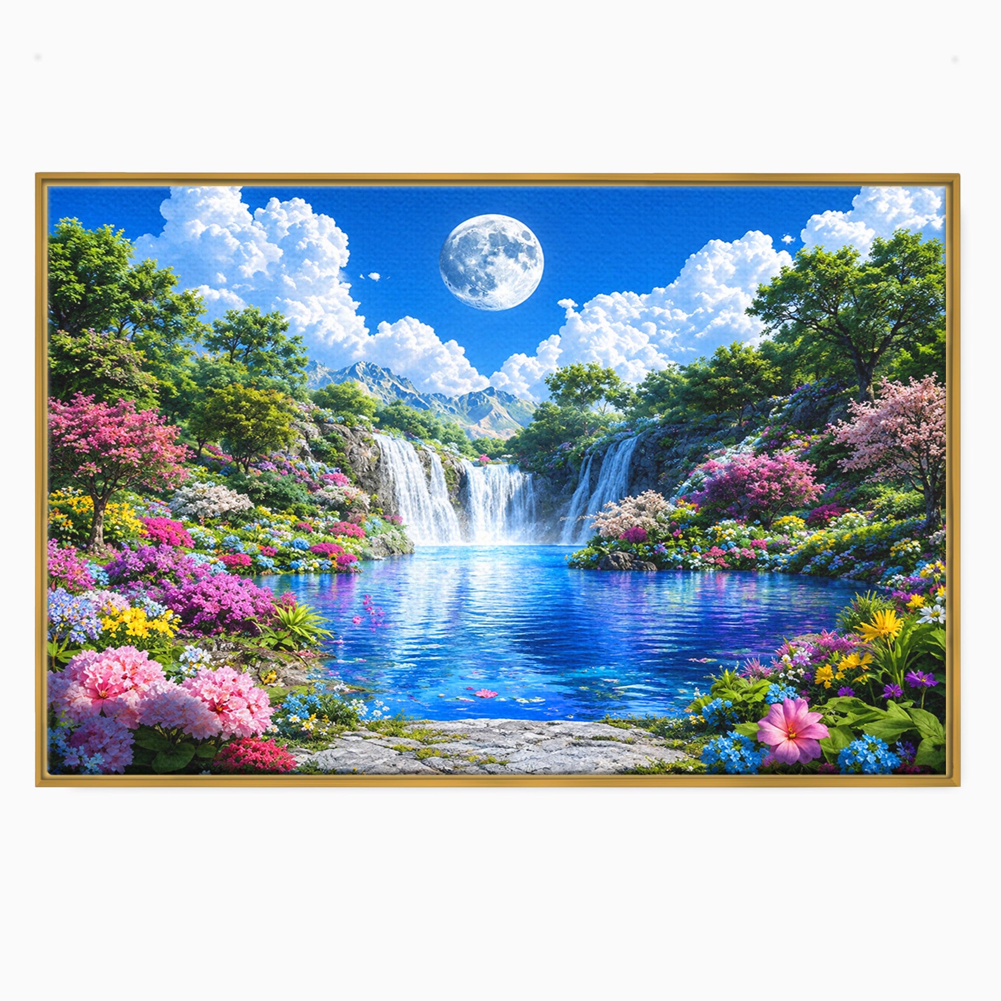 Tablou Canvas Premium LuxCanva® A1711, Cascada Lunara, Cascada, Natura, Peisaj, Living, Relaxare, Culori Vibrante