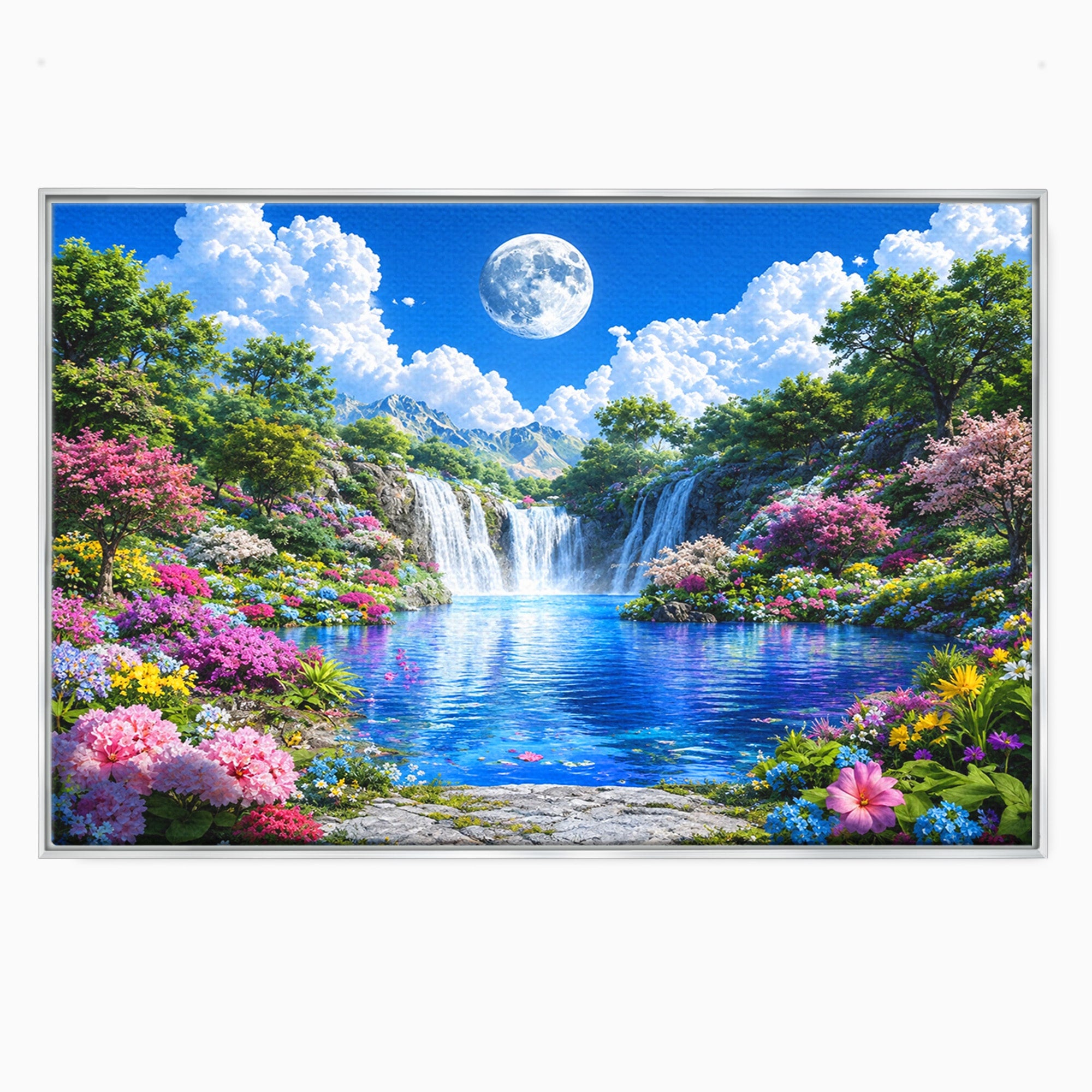 Tablou Canvas Premium LuxCanva® A1711, Cascada Lunara, Cascada, Natura, Peisaj, Living, Relaxare, Culori Vibrante