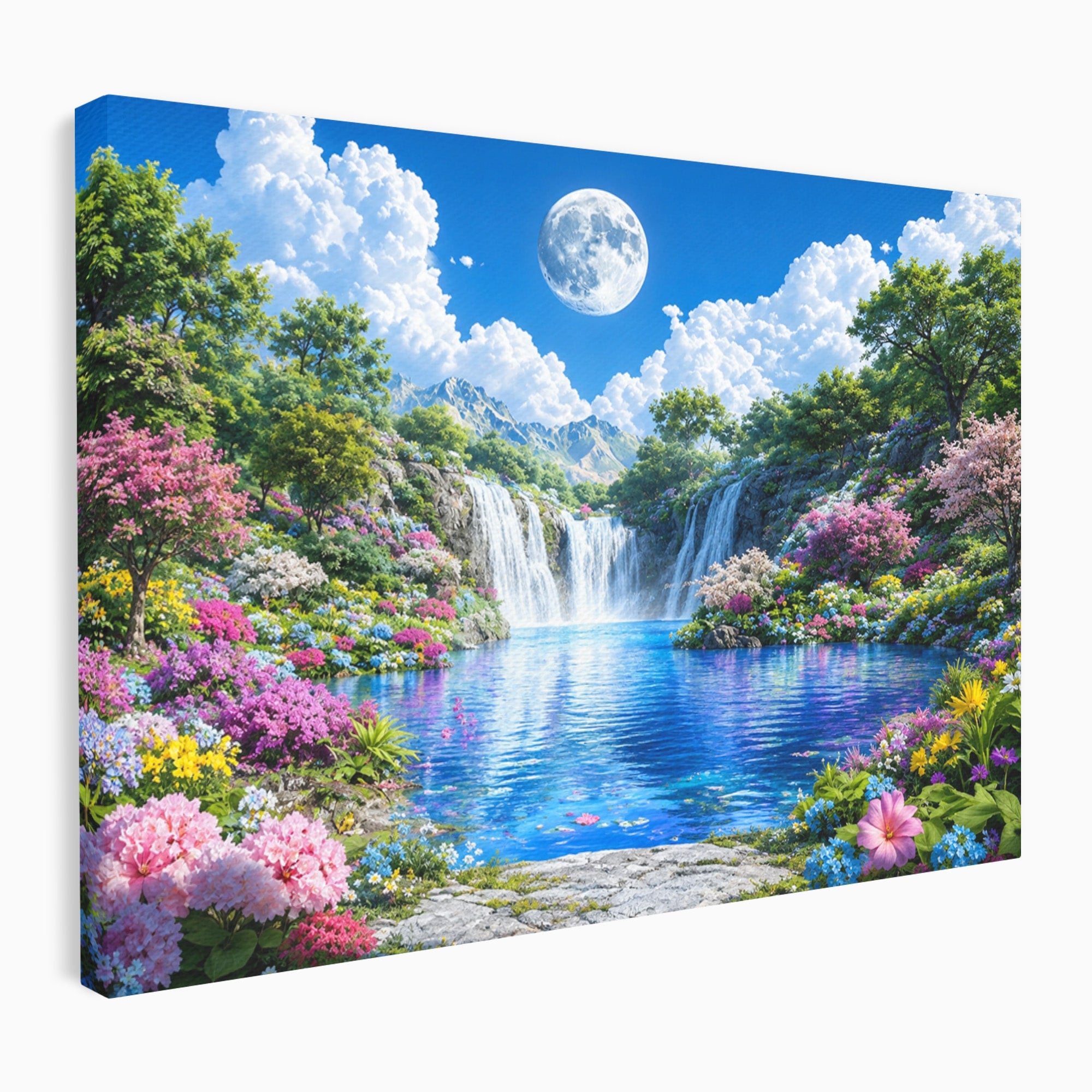 Tablou Canvas Premium LuxCanva® A1711, Cascada Lunara, Cascada, Natura, Peisaj, Living, Relaxare, Culori Vibrante
