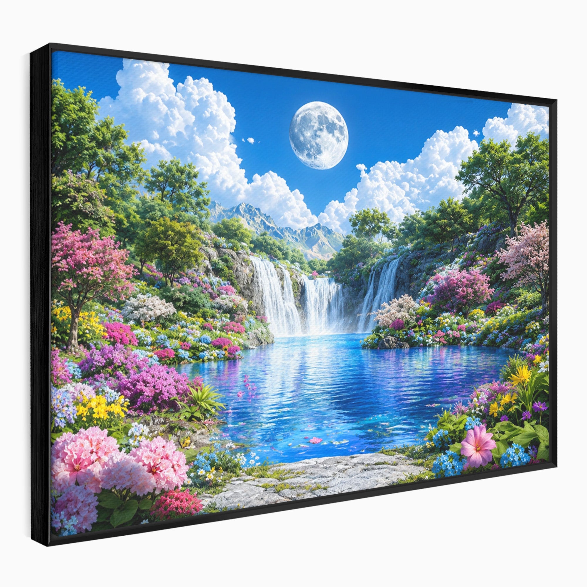 Tablou Canvas Premium LuxCanva® A1711, Cascada Lunara, Cascada, Natura, Peisaj, Living, Relaxare, Culori Vibrante