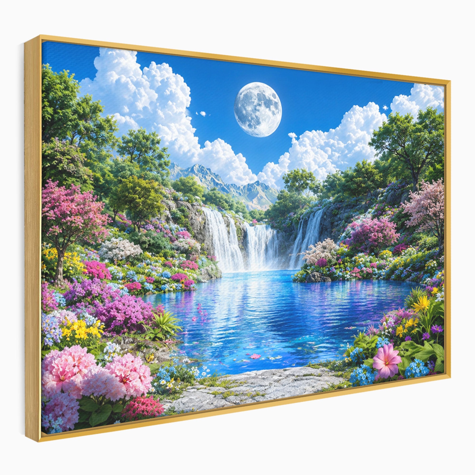 Tablou Canvas Premium LuxCanva® A1711, Cascada Lunara, Cascada, Natura, Peisaj, Living, Relaxare, Culori Vibrante