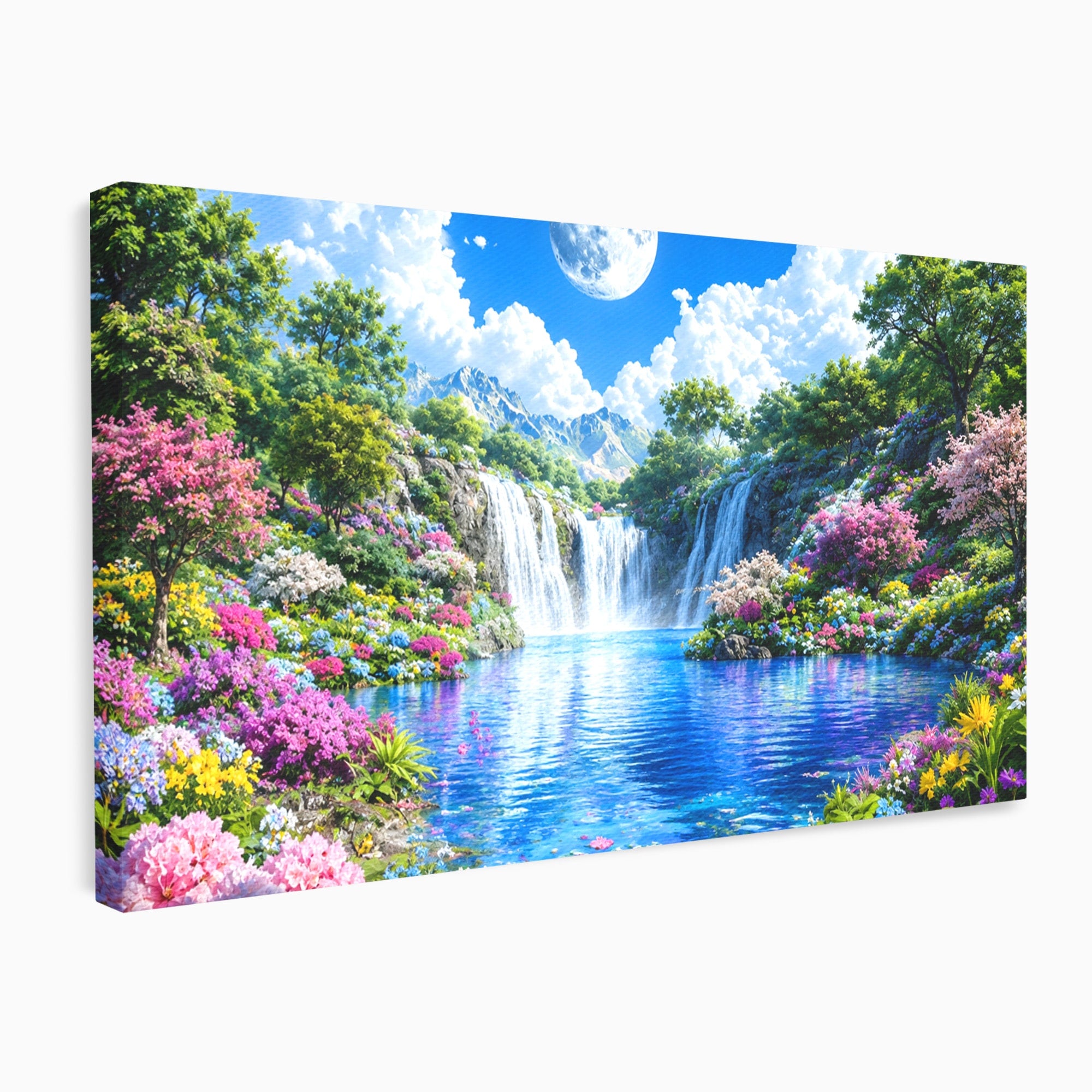 Tablou Canvas Premium LuxCanva® A1711, Cascada Lunara, Cascada, Natura, Peisaj, Living, Relaxare, Culori Vibrante