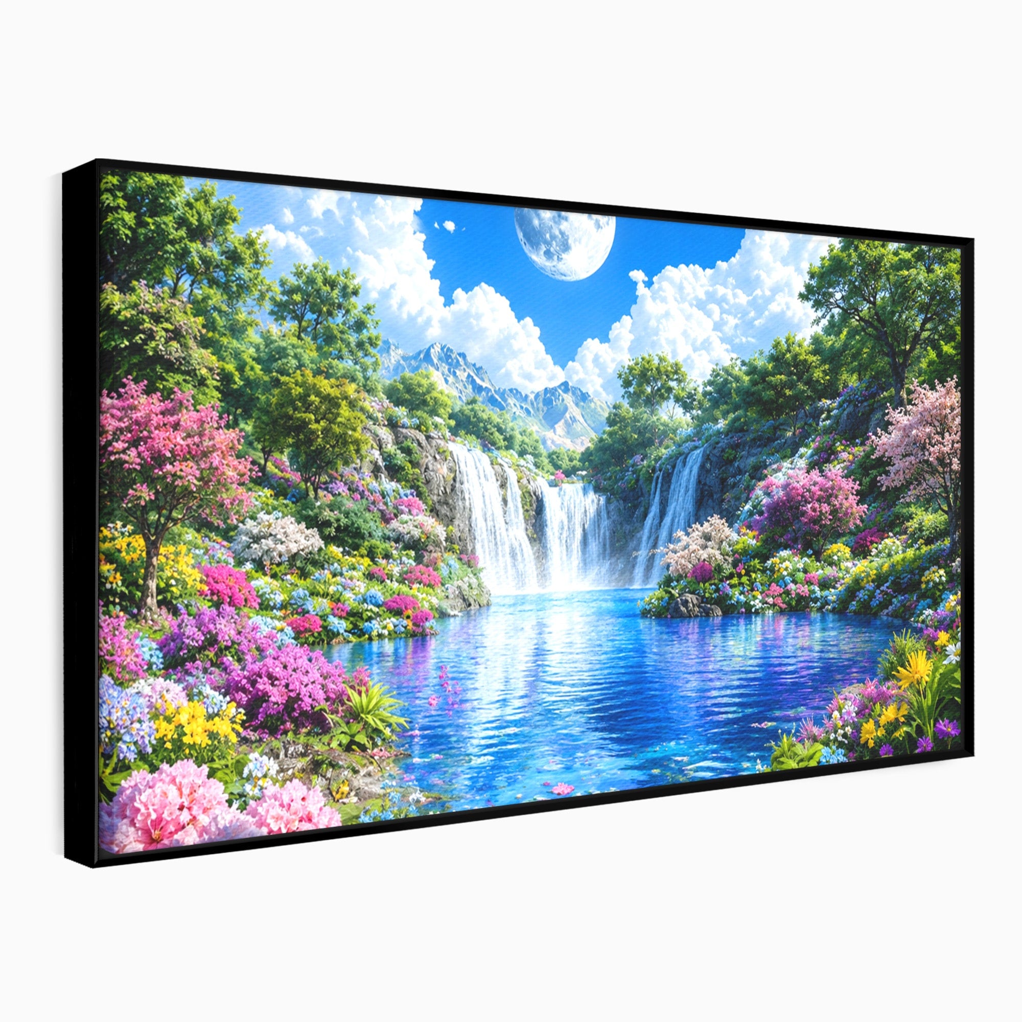 Tablou Canvas Premium LuxCanva® A1711, Cascada Lunara, Cascada, Natura, Peisaj, Living, Relaxare, Culori Vibrante