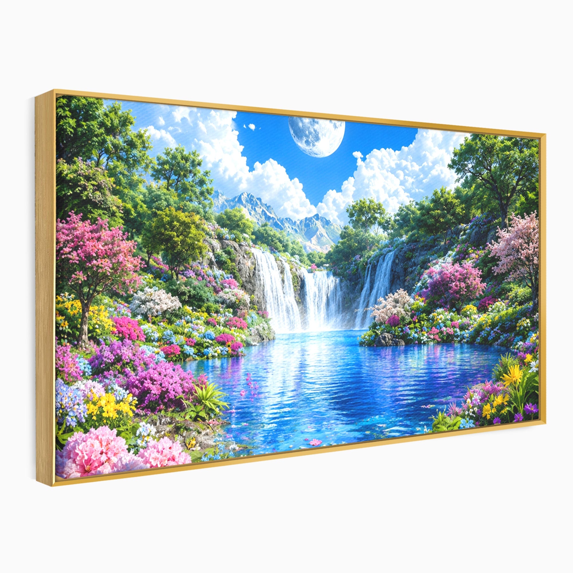 Tablou Canvas Premium LuxCanva® A1711, Cascada Lunara, Cascada, Natura, Peisaj, Living, Relaxare, Culori Vibrante