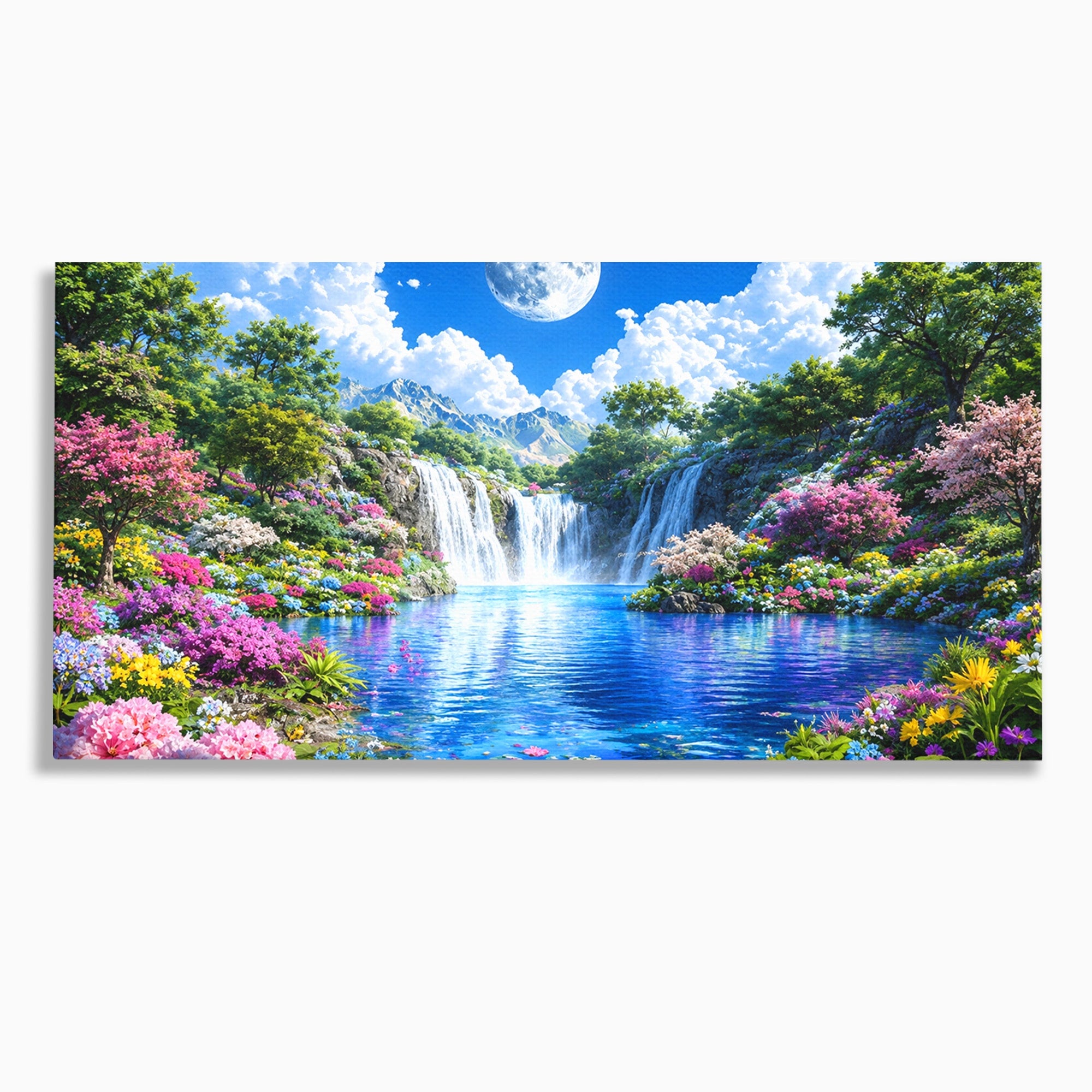 Tablou Canvas Premium LuxCanva® A1711, Cascada Lunara, Cascada, Natura, Peisaj, Living, Relaxare, Culori Vibrante
