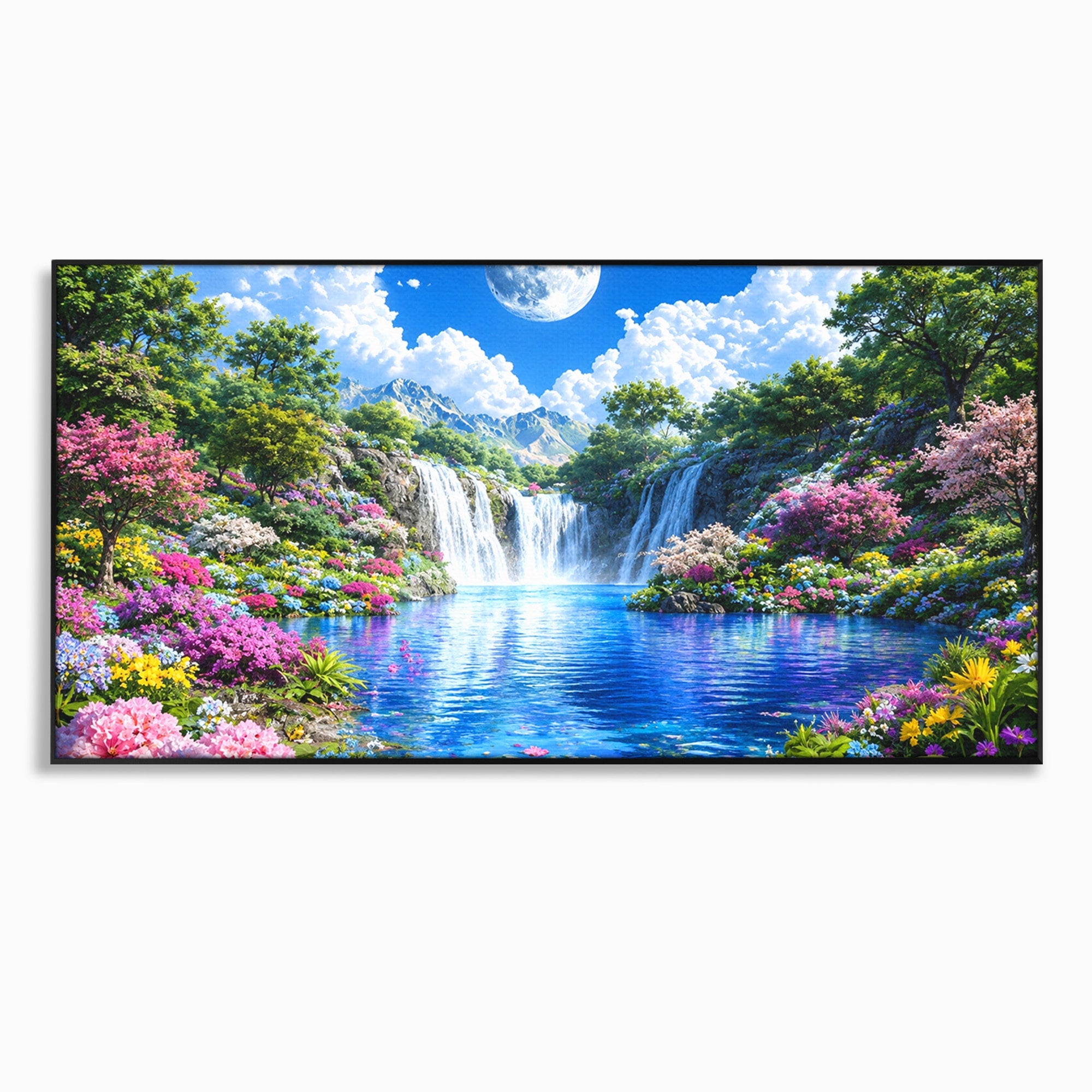 Tablou Canvas Premium LuxCanva® A1711, Cascada Lunara, Cascada, Natura, Peisaj, Living, Relaxare, Culori Vibrante