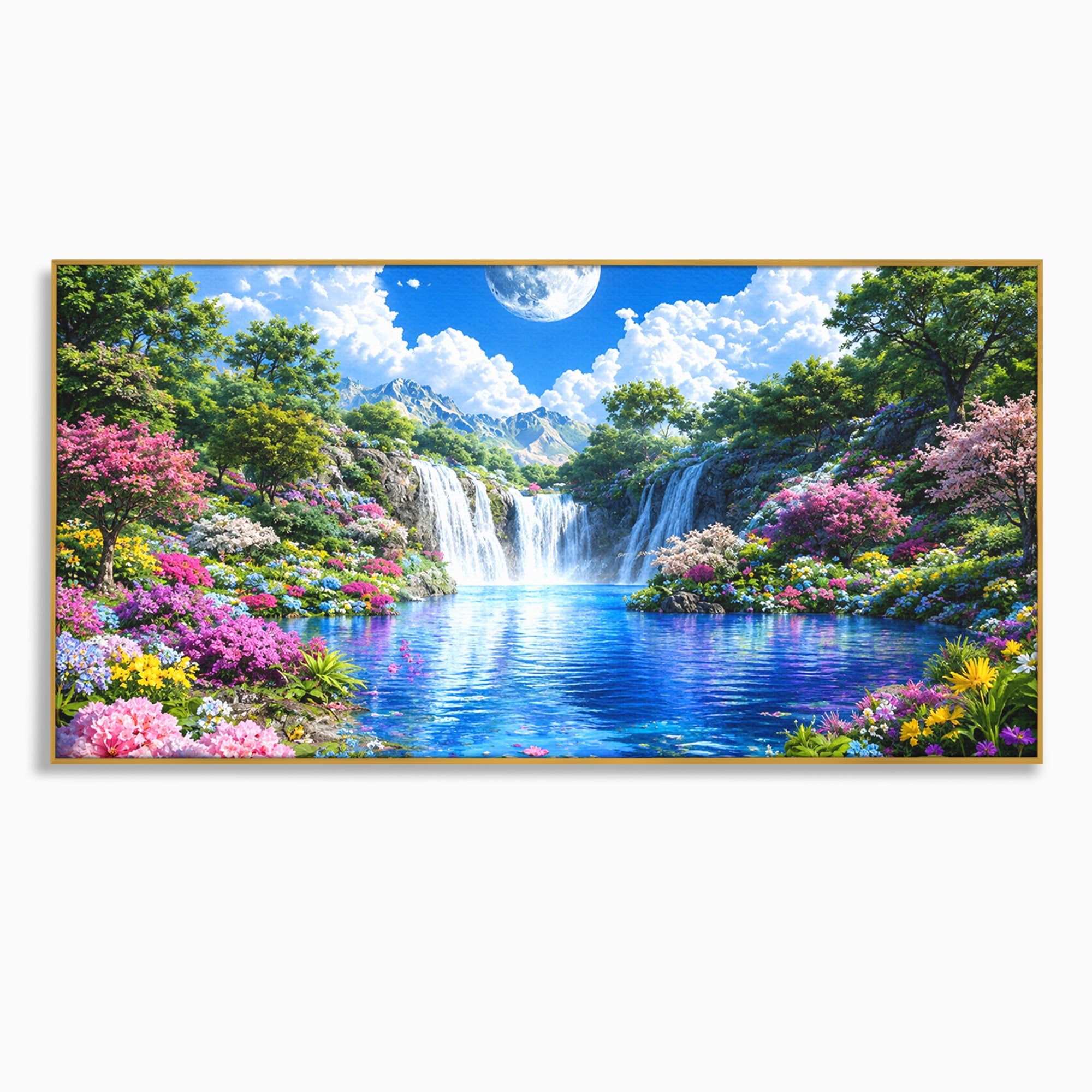 Tablou Canvas Premium LuxCanva® A1711, Cascada Lunara, Cascada, Natura, Peisaj, Living, Relaxare, Culori Vibrante