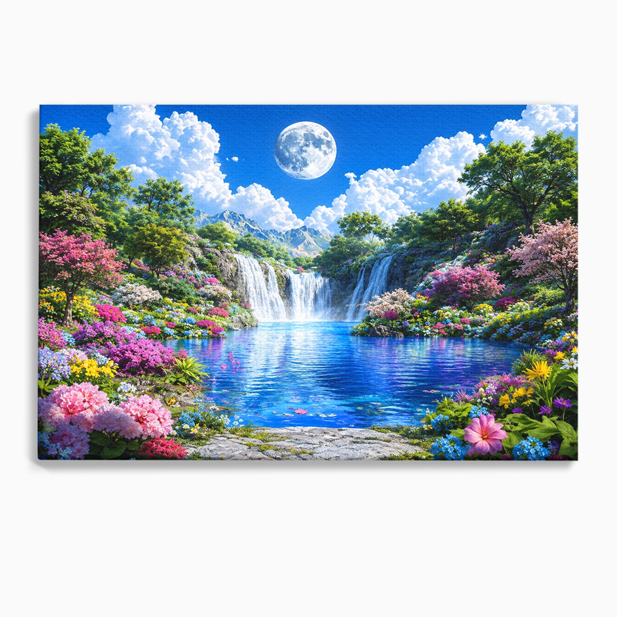 Tablou Canvas Premium LuxCanva® A1711, Cascada Lunara, Cascada, Natura, Peisaj, Living, Relaxare, Culori Vibrante