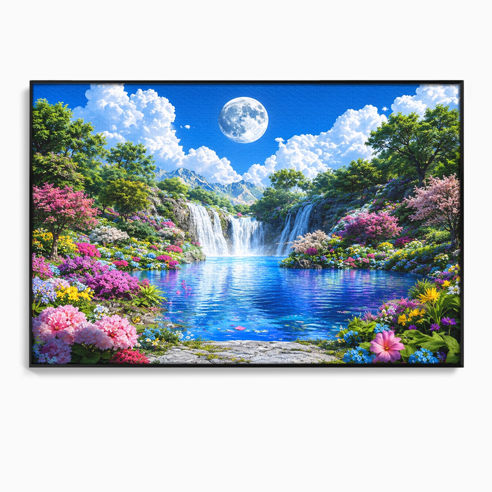 Tablou Canvas Premium LuxCanva® A1711, Cascada Lunara, Cascada, Natura, Peisaj, Living, Relaxare, Culori Vibrante