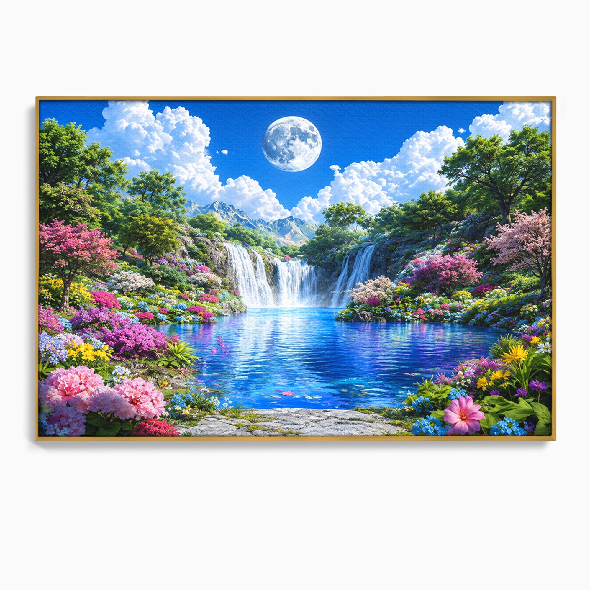 Tablou Canvas Premium LuxCanva® A1711, Cascada Lunara, Cascada, Natura, Peisaj, Living, Relaxare, Culori Vibrante