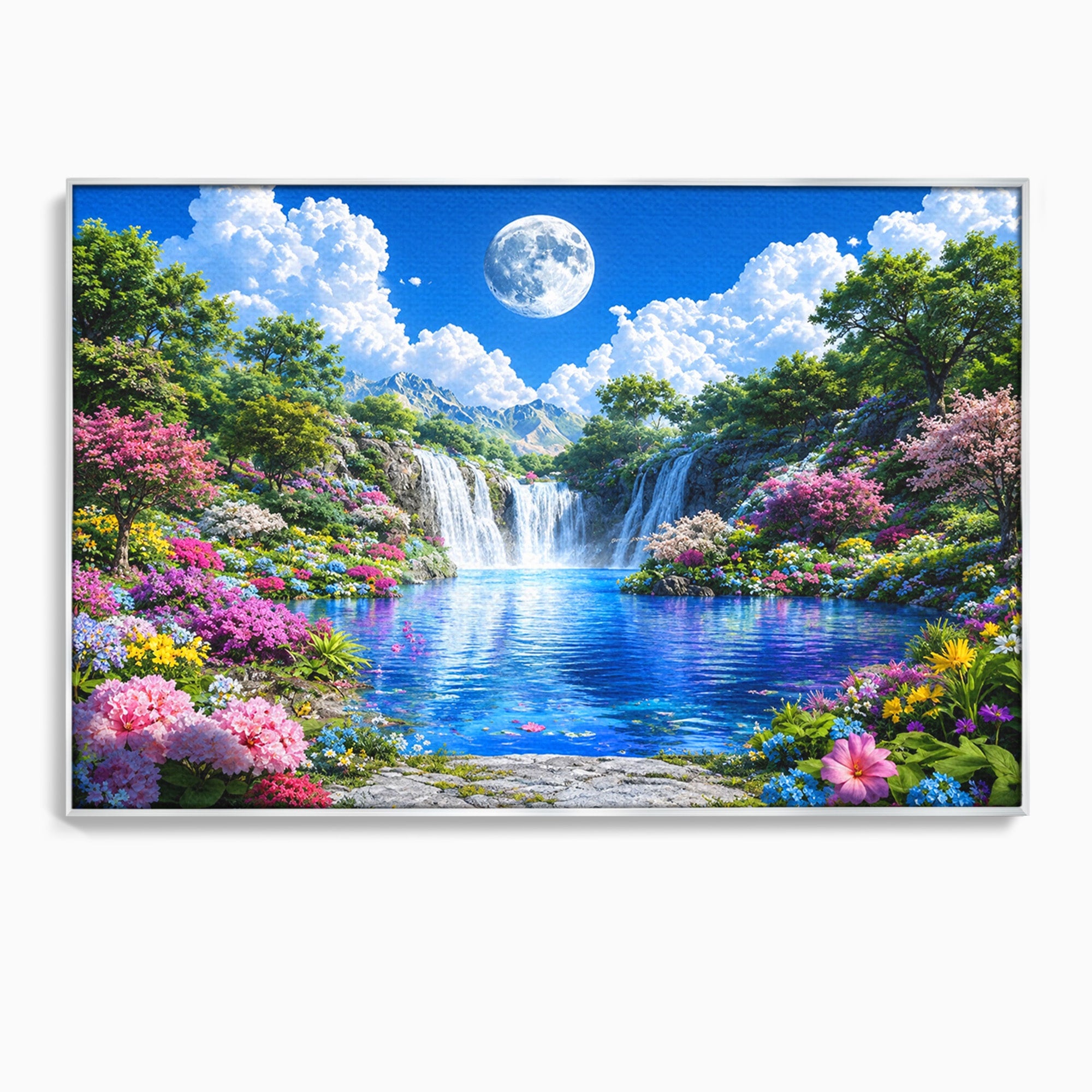 Tablou Canvas Premium LuxCanva® A1711, Cascada Lunara, Cascada, Natura, Peisaj, Living, Relaxare, Culori Vibrante