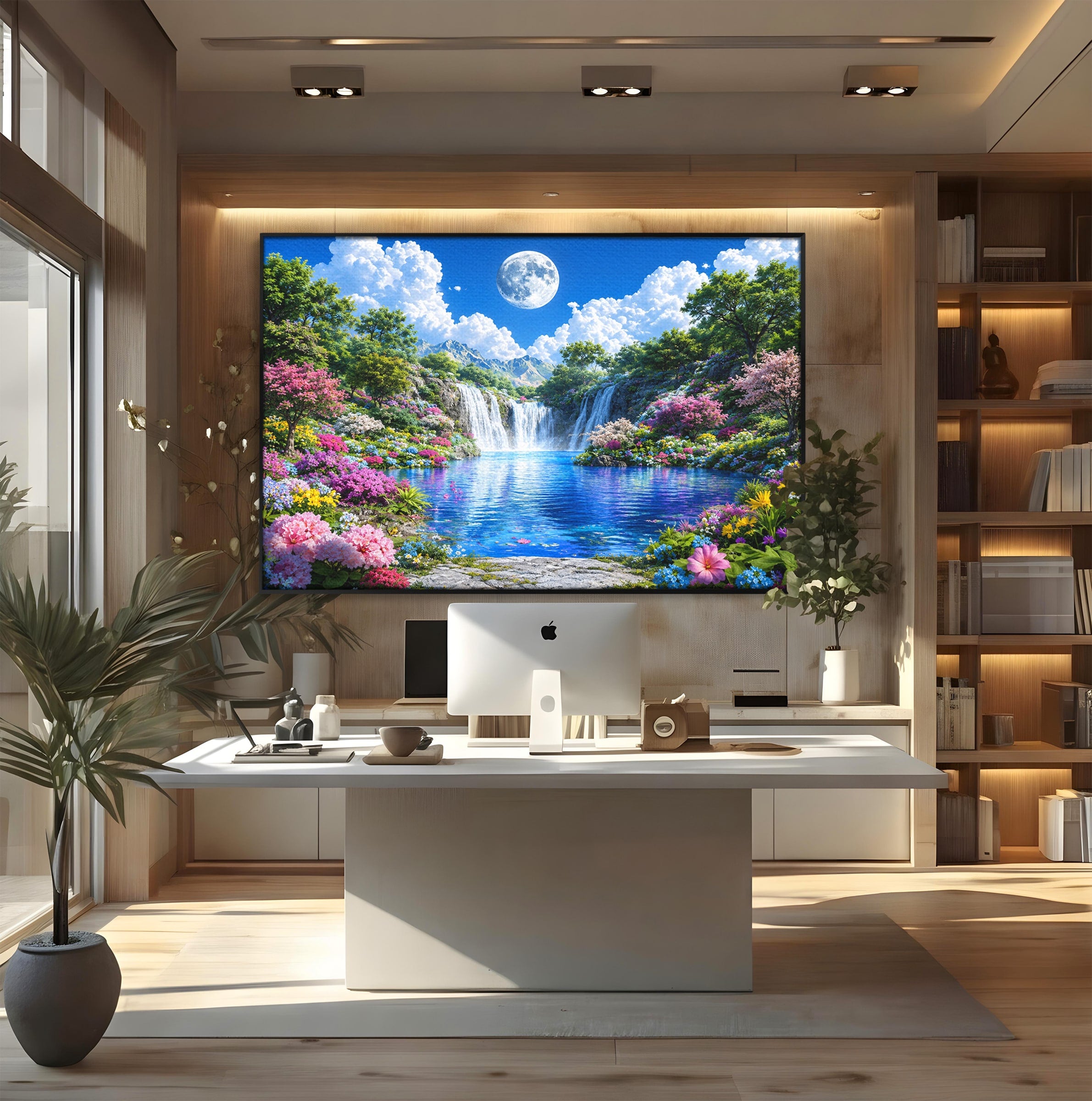 Tablou Canvas Premium LuxCanva® A1711, Cascada Lunara, Cascada, Natura, Peisaj, Living, Relaxare, Culori Vibrante