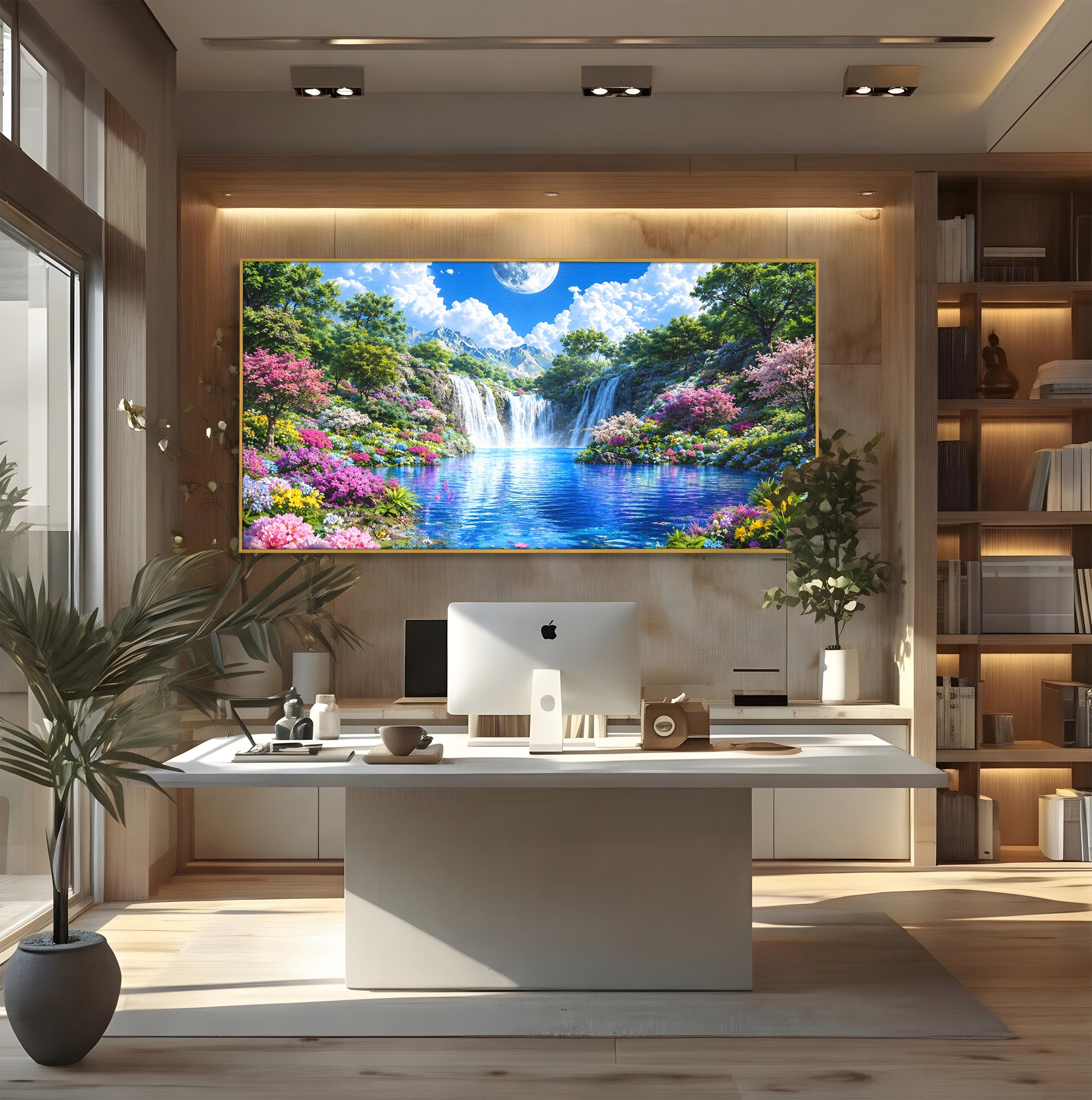 Tablou Canvas Premium LuxCanva® A1711, Cascada Lunara, Cascada, Natura, Peisaj, Living, Relaxare, Culori Vibrante