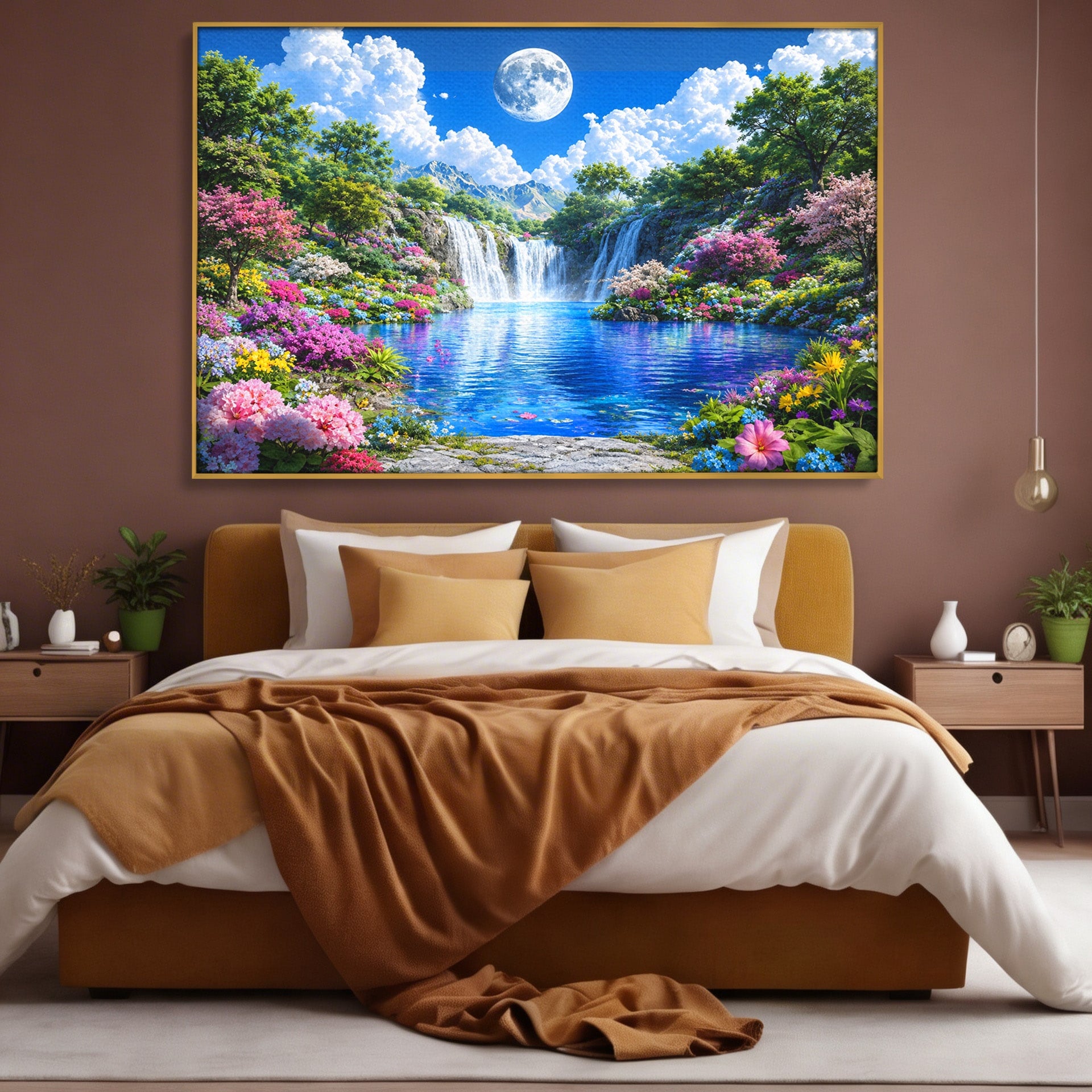 Tablou Canvas Premium LuxCanva® A1711, Cascada Lunara, Cascada, Natura, Peisaj, Living, Relaxare, Culori Vibrante