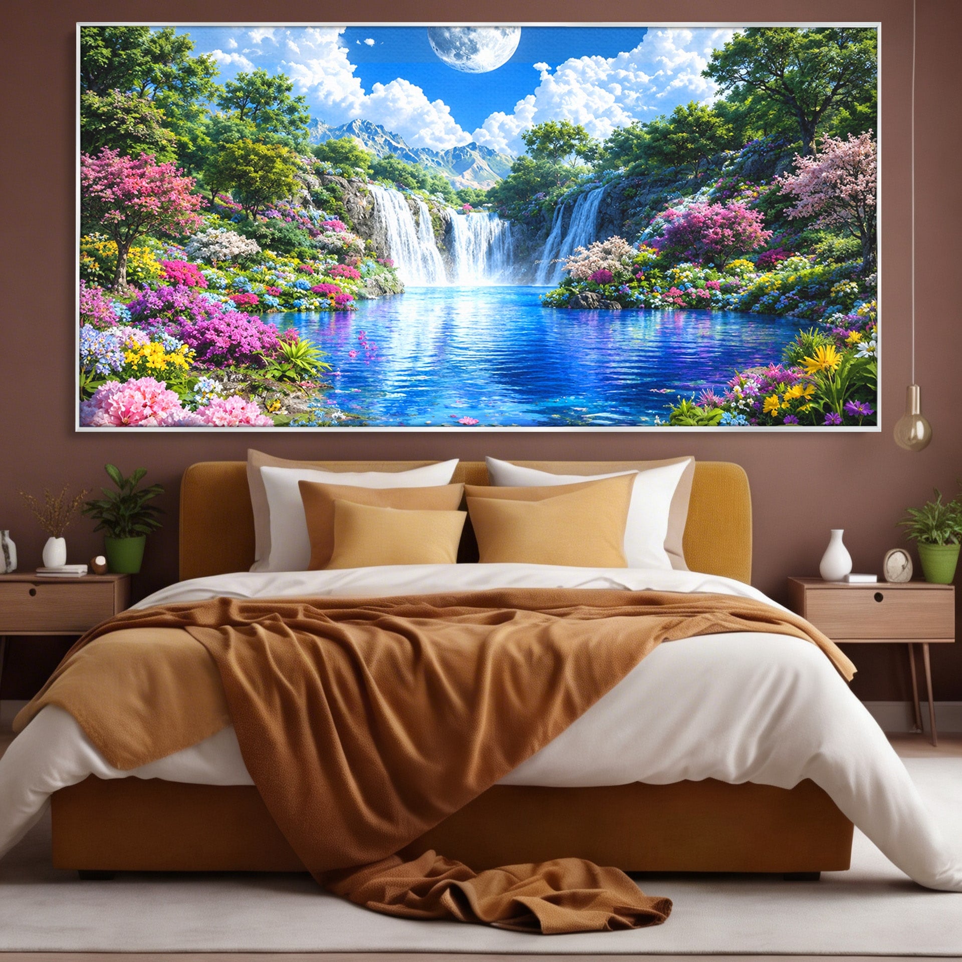 Tablou Canvas Premium LuxCanva® A1711, Cascada Lunara, Cascada, Natura, Peisaj, Living, Relaxare, Culori Vibrante