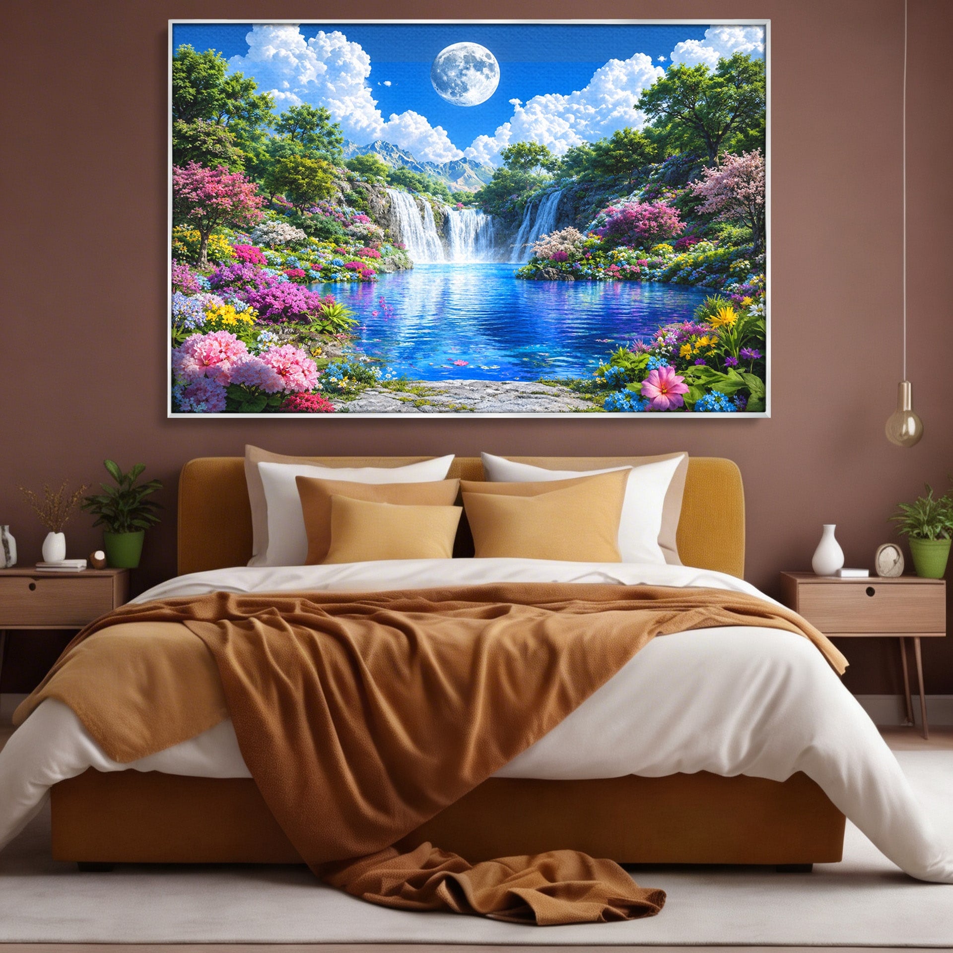 Tablou Canvas Premium LuxCanva® A1711, Cascada Lunara, Cascada, Natura, Peisaj, Living, Relaxare, Culori Vibrante