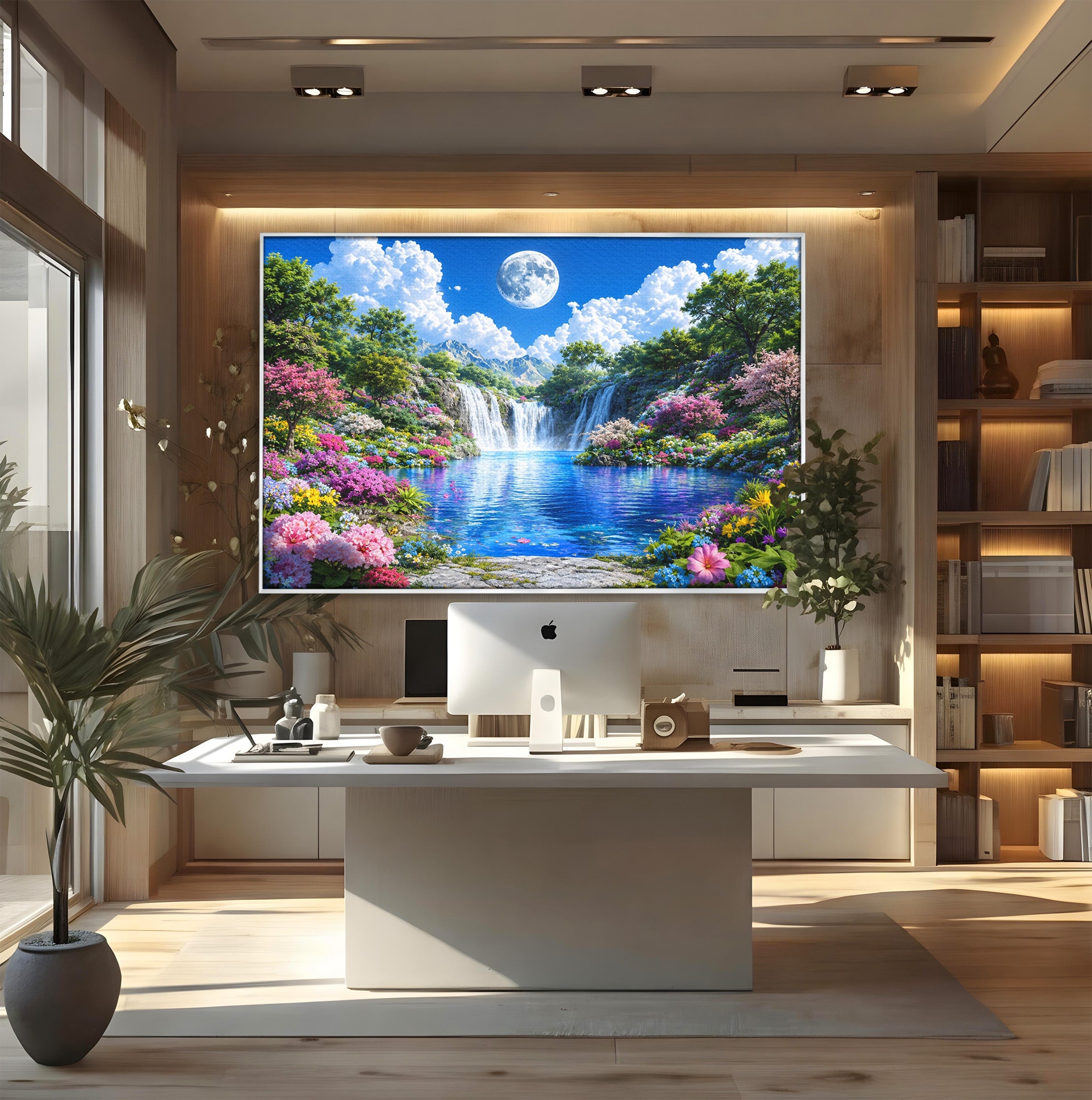 Tablou Canvas Premium LuxCanva® A1711, Cascada Lunara, Cascada, Natura, Peisaj, Living, Relaxare, Culori Vibrante
