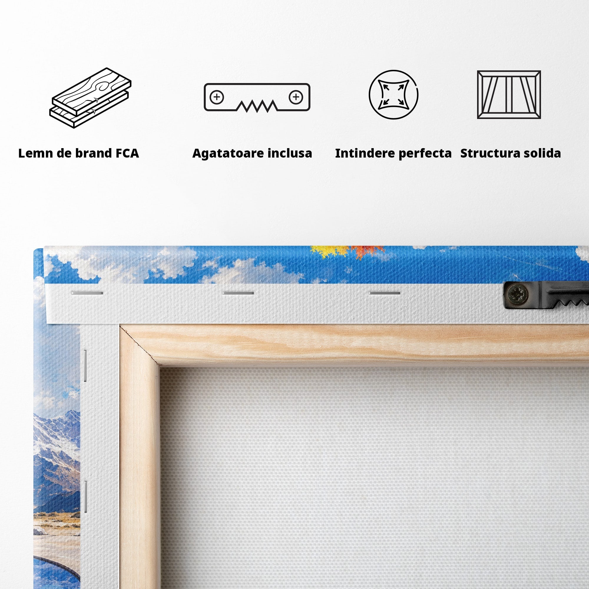 Tablou Canvas Premium LuxCanva® A1712, Copacul Curcubeu, Copac, Curcubeu, Munti, Reflexie, Living, Culori Vibrante