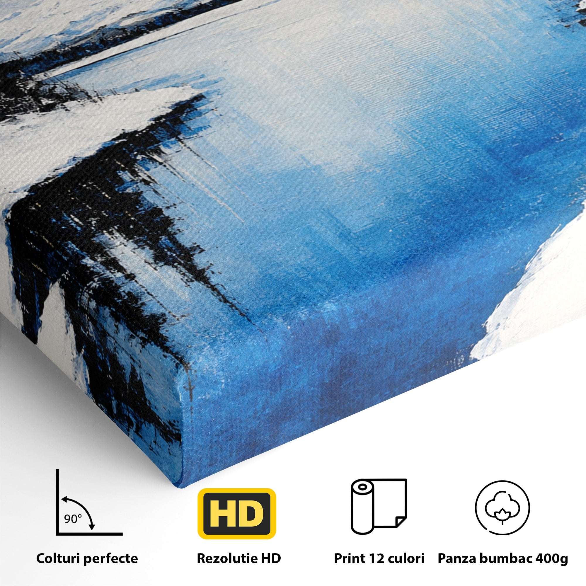 Tablou Canvas Premium LuxCanva® A1713, Peisaj De Iarna Cu Rau, Peisaj, Iarna, Rau, Munti, Living, Culori Vibrante