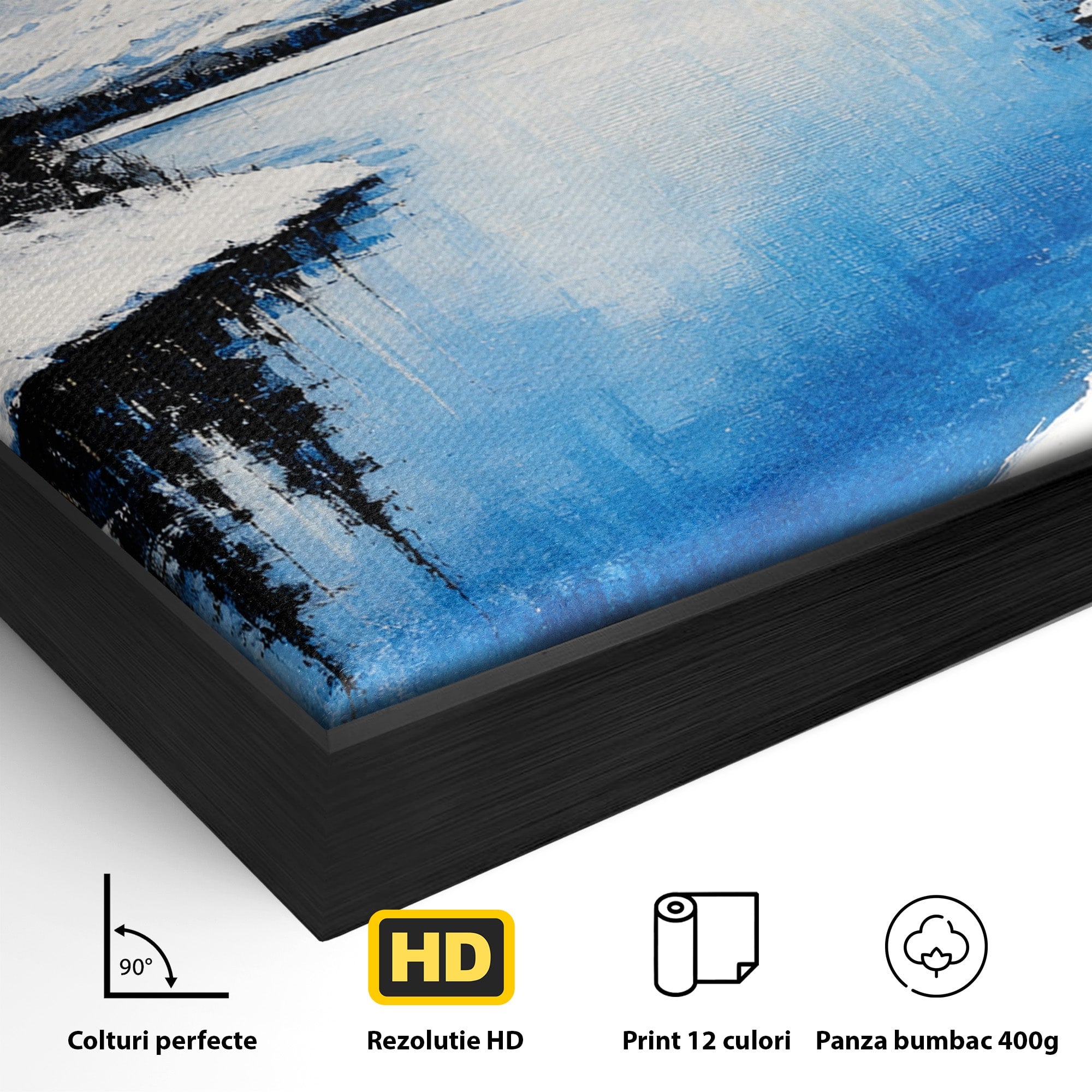 Tablou Canvas Premium LuxCanva® A1713, Peisaj De Iarna Cu Rau, Peisaj, Iarna, Rau, Munti, Living, Culori Vibrante