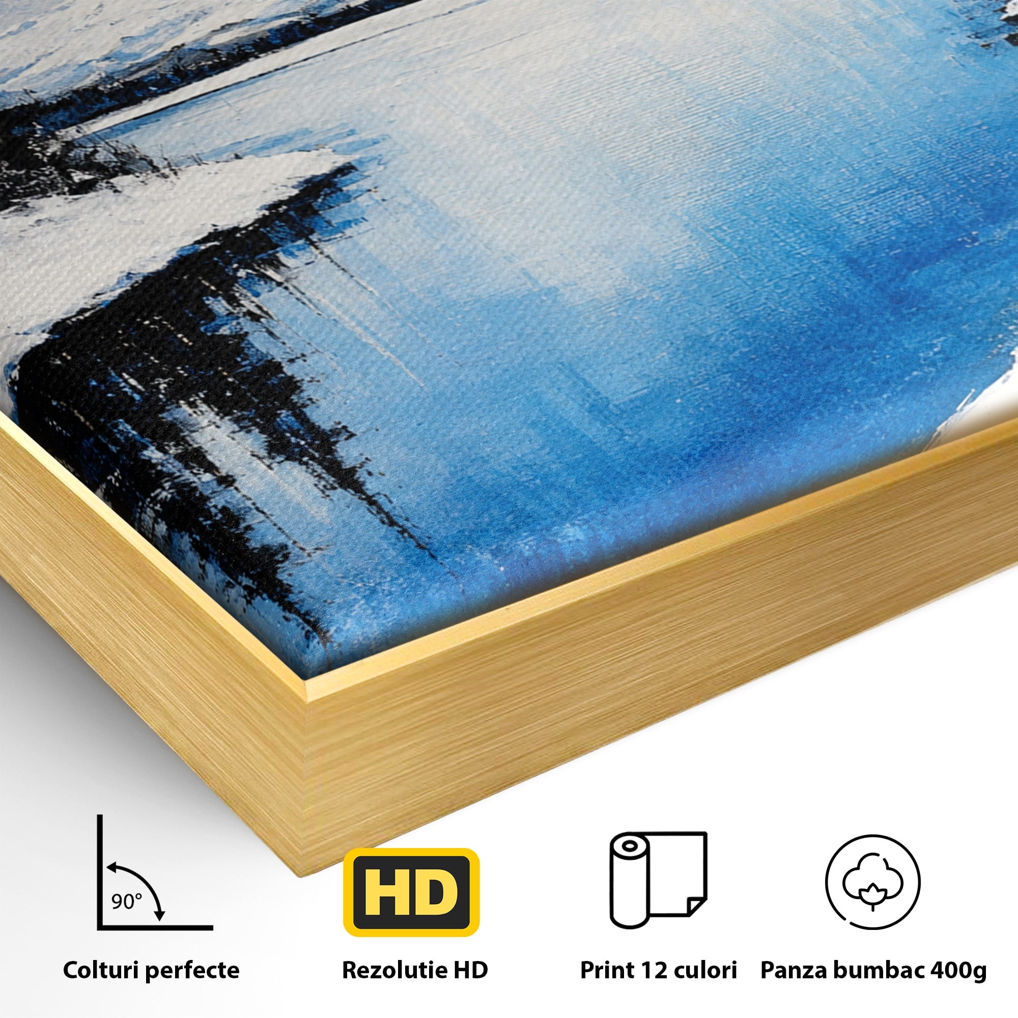 Tablou Canvas Premium LuxCanva® A1713, Peisaj De Iarna Cu Rau, Peisaj, Iarna, Rau, Munti, Living, Culori Vibrante