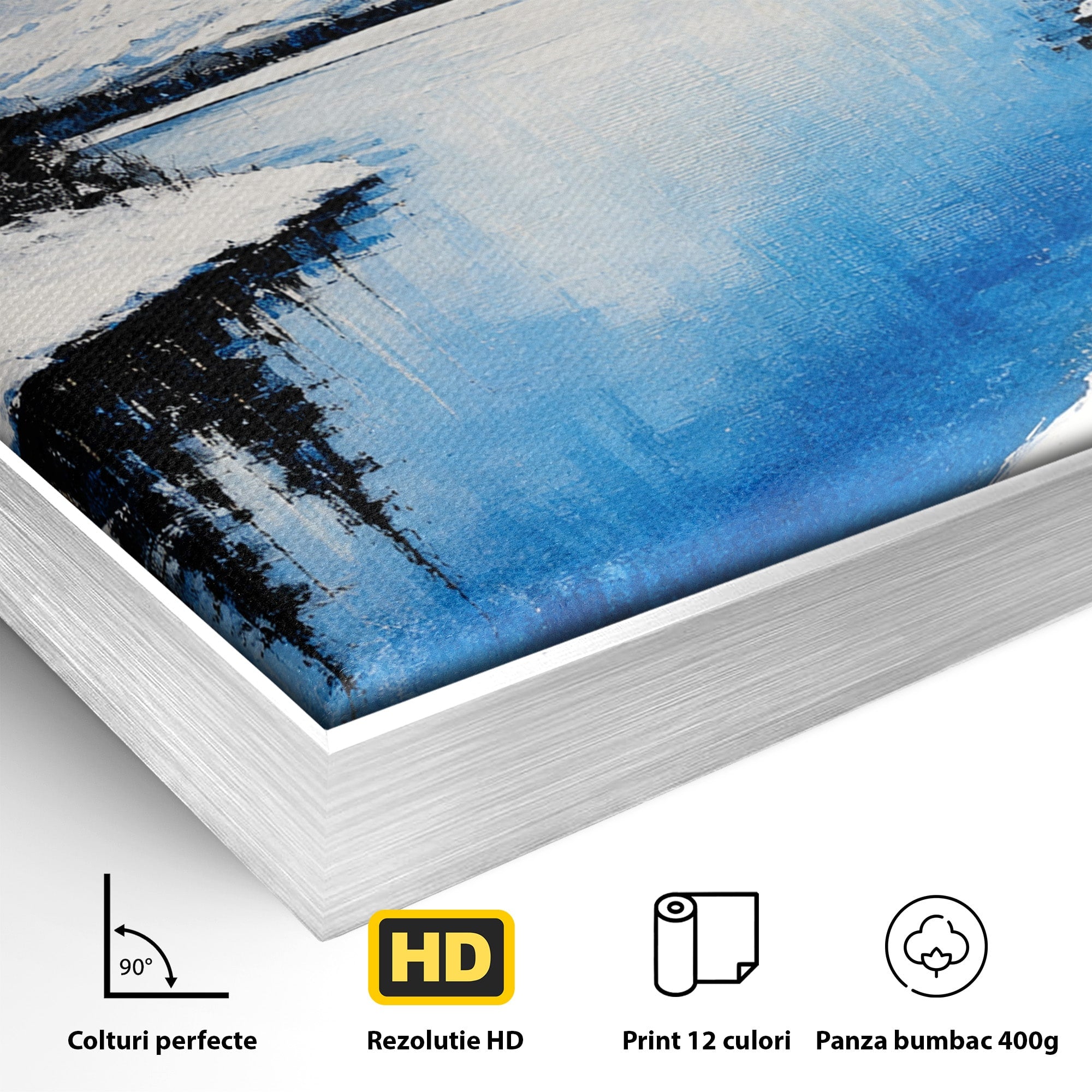 Tablou Canvas Premium LuxCanva® A1713, Peisaj De Iarna Cu Rau, Peisaj, Iarna, Rau, Munti, Living, Culori Vibrante