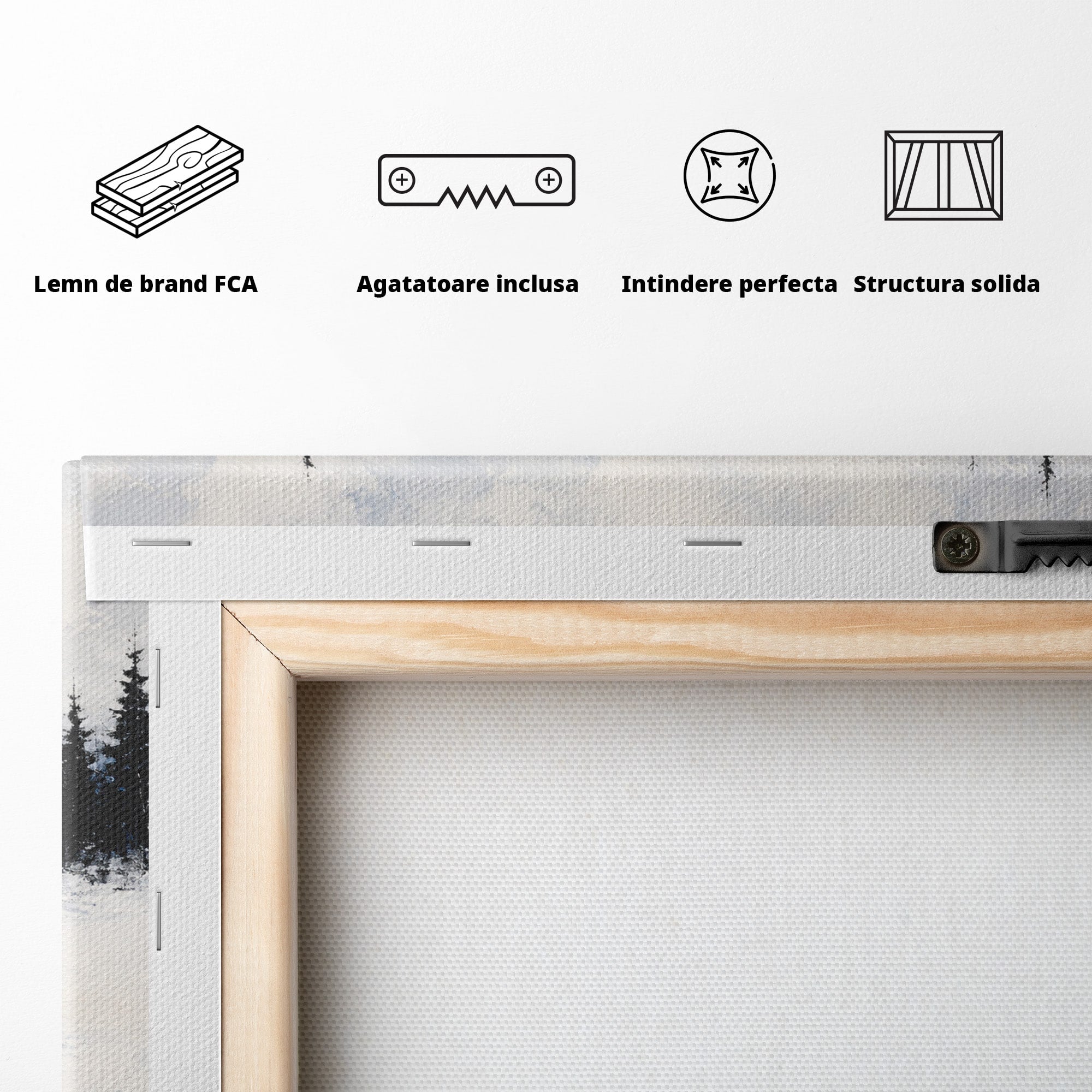 Tablou Canvas Premium LuxCanva® A1713, Peisaj De Iarna Cu Rau, Peisaj, Iarna, Rau, Munti, Living, Culori Vibrante