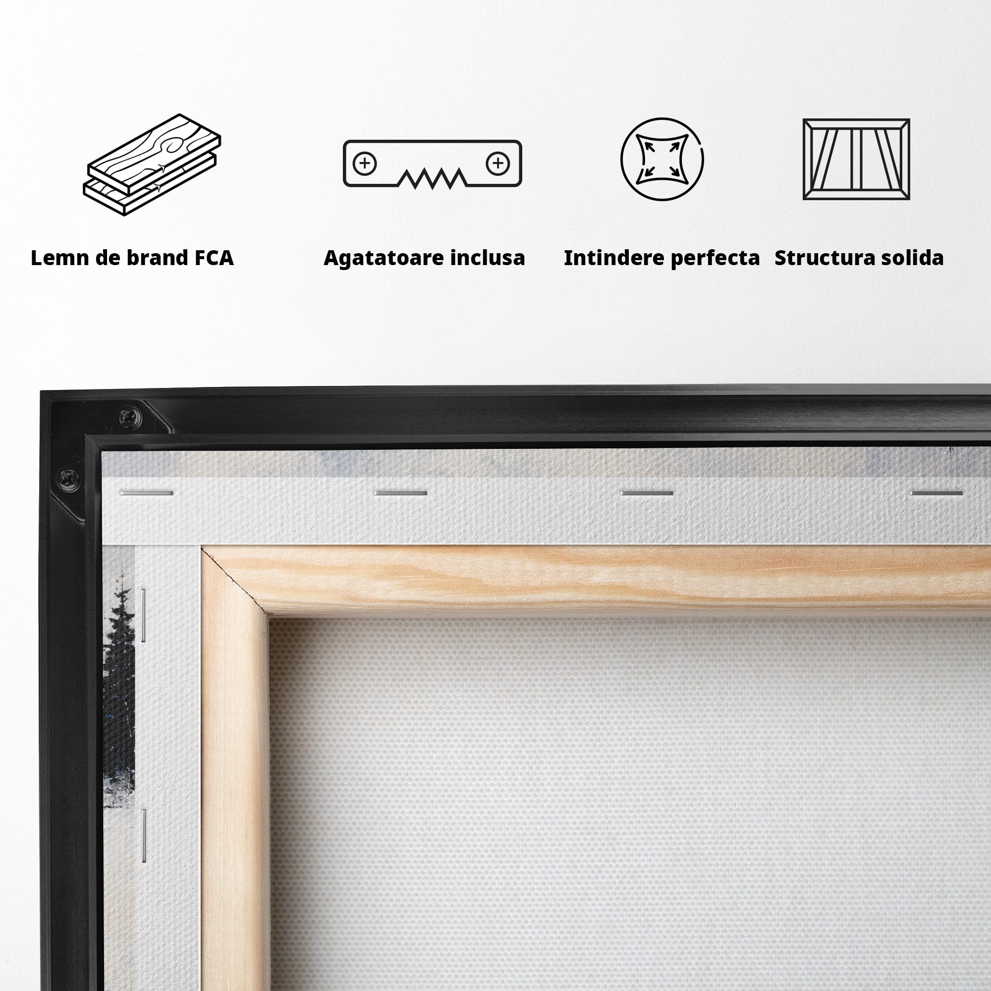 Tablou Canvas Premium LuxCanva® A1713, Peisaj De Iarna Cu Rau, Peisaj, Iarna, Rau, Munti, Living, Culori Vibrante