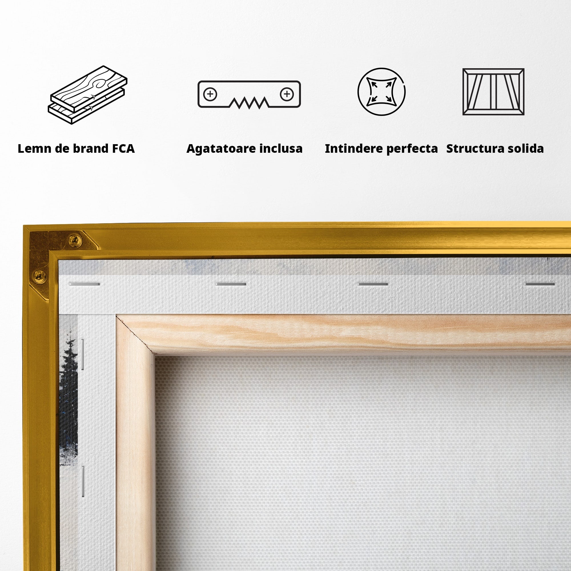Tablou Canvas Premium LuxCanva® A1713, Peisaj De Iarna Cu Rau, Peisaj, Iarna, Rau, Munti, Living, Culori Vibrante