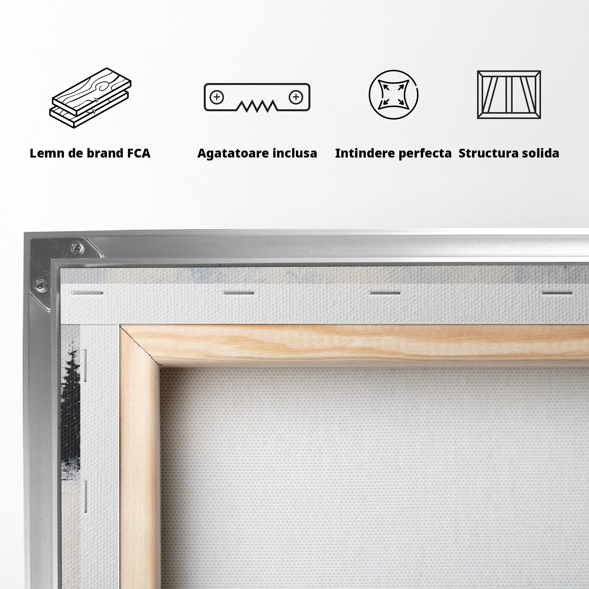 Tablou Canvas Premium LuxCanva® A1713, Peisaj De Iarna Cu Rau, Peisaj, Iarna, Rau, Munti, Living, Culori Vibrante