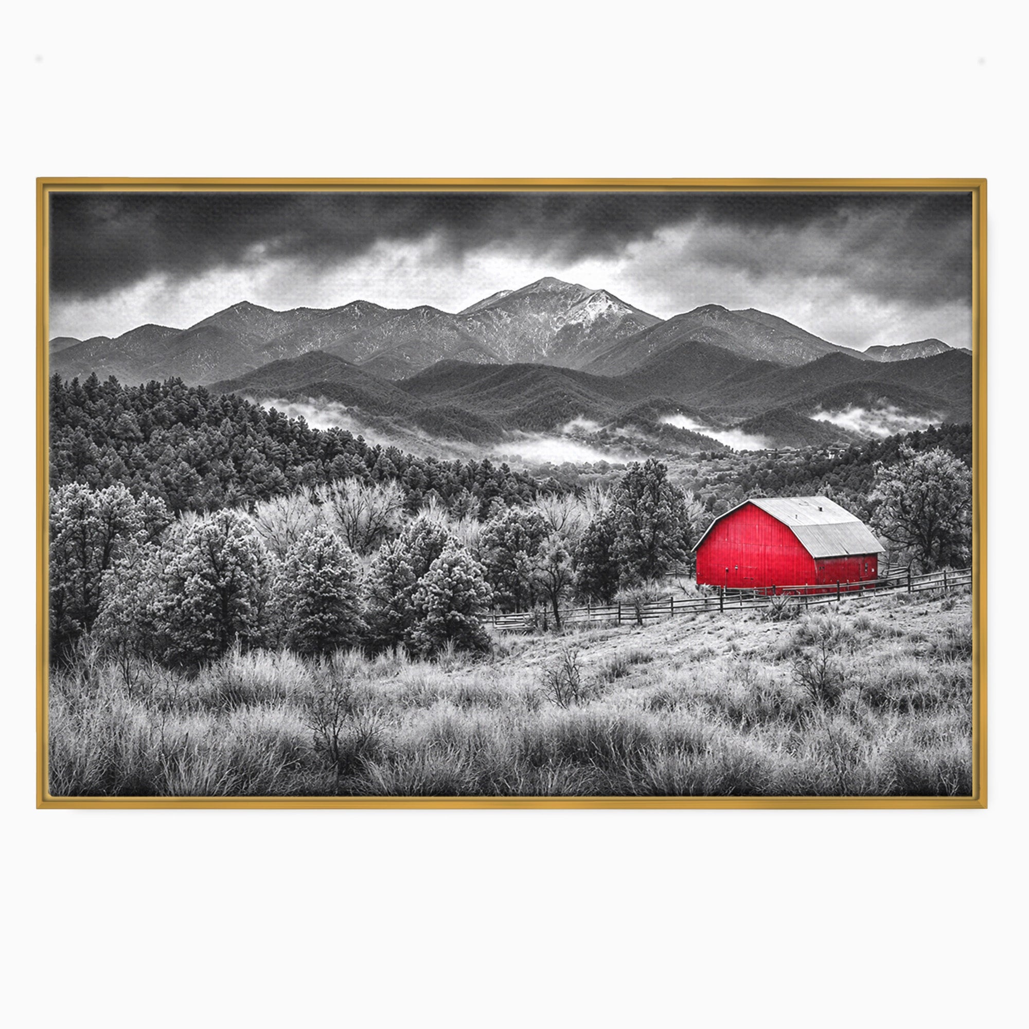 Tablou Canvas Premium LuxCanva® A1714, Sura Rosie Din Munti, Sura, Munti, Peisaj, Natura, Dramatic, Living, Culori Vibrante