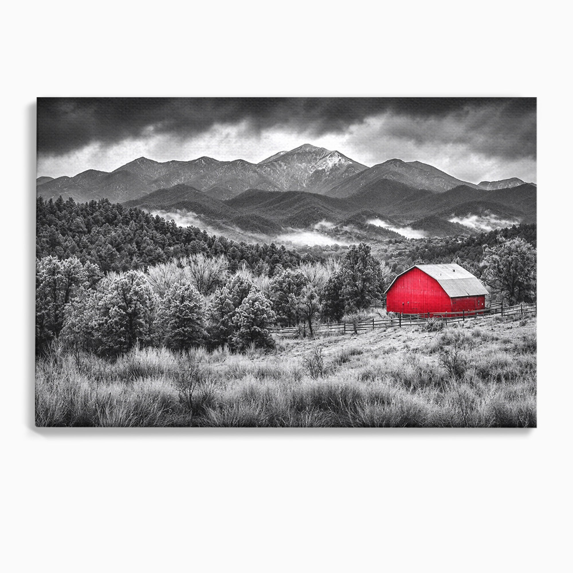 Tablou Canvas Premium LuxCanva® A1714, Sura Rosie Din Munti, Sura, Munti, Peisaj, Natura, Dramatic, Living, Culori Vibrante