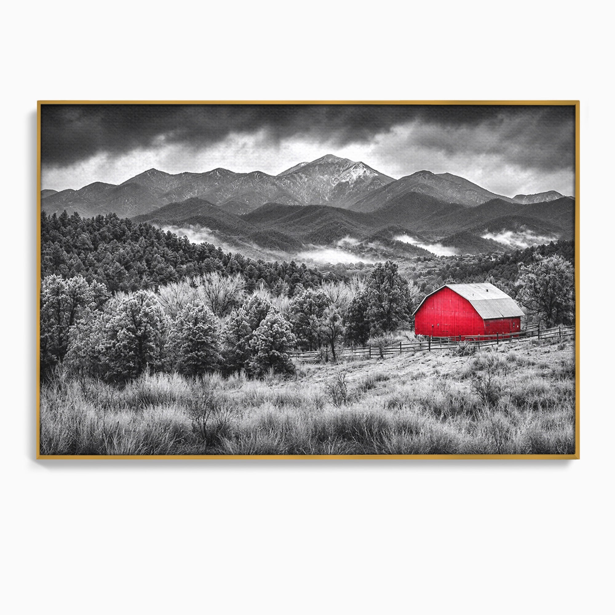 Tablou Canvas Premium LuxCanva® A1714, Sura Rosie Din Munti, Sura, Munti, Peisaj, Natura, Dramatic, Living, Culori Vibrante