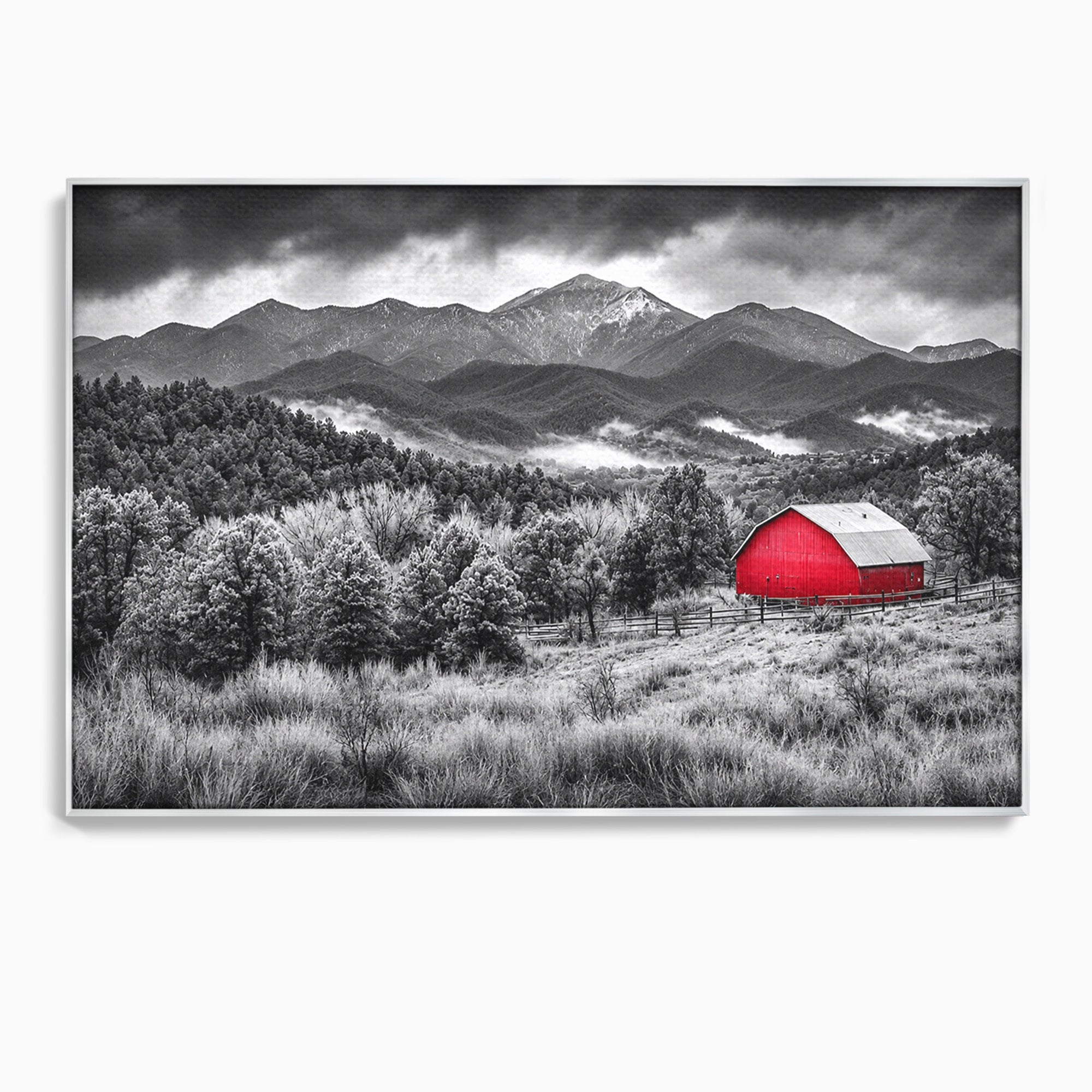Tablou Canvas Premium LuxCanva® A1714, Sura Rosie Din Munti, Sura, Munti, Peisaj, Natura, Dramatic, Living, Culori Vibrante