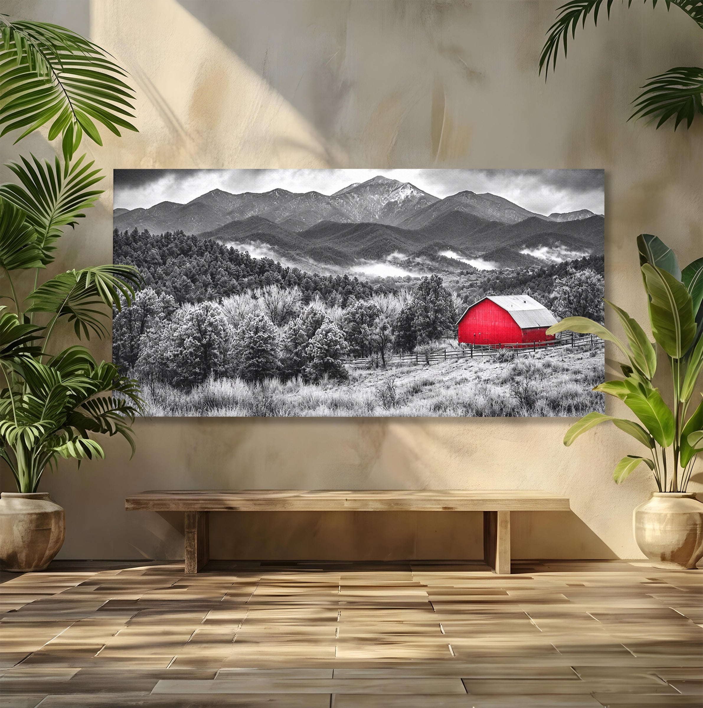 Tablou Canvas Premium LuxCanva® A1714, Sura Rosie Din Munti, Sura, Munti, Peisaj, Natura, Dramatic, Living, Culori Vibrante