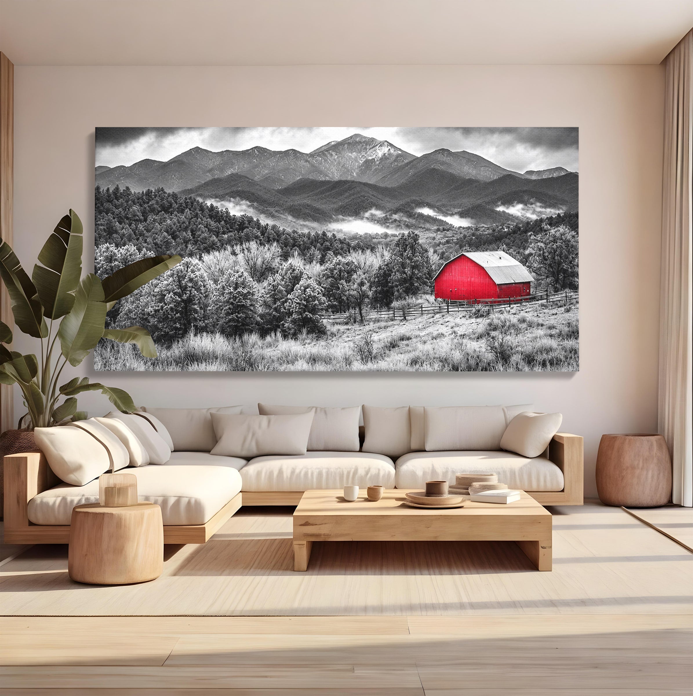 Tablou Canvas Premium LuxCanva® A1714, Sura Rosie Din Munti, Sura, Munti, Peisaj, Natura, Dramatic, Living, Culori Vibrante