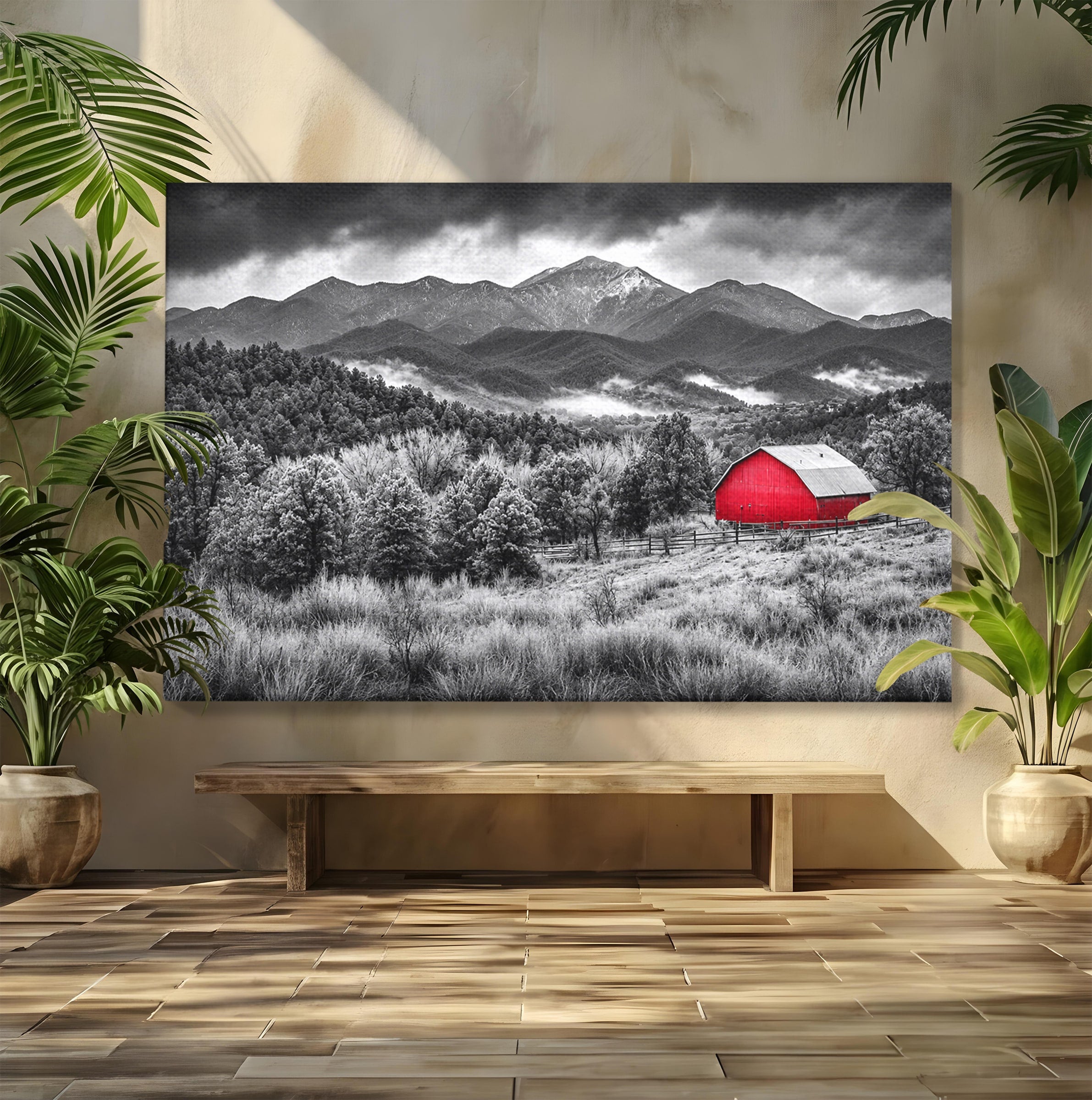 Tablou Canvas Premium LuxCanva® A1714, Sura Rosie Din Munti, Sura, Munti, Peisaj, Natura, Dramatic, Living, Culori Vibrante