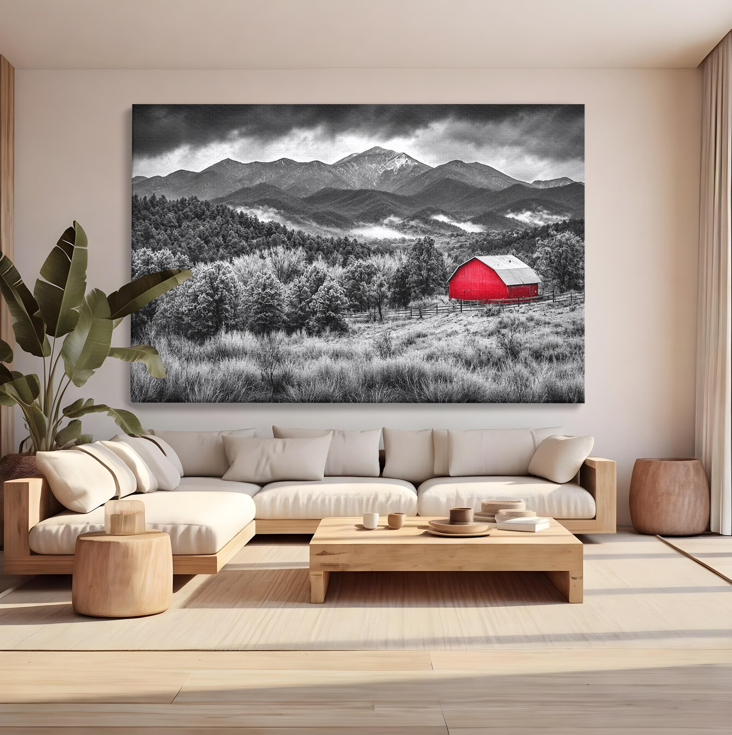 Tablou Canvas Premium LuxCanva® A1714, Sura Rosie Din Munti, Sura, Munti, Peisaj, Natura, Dramatic, Living, Culori Vibrante