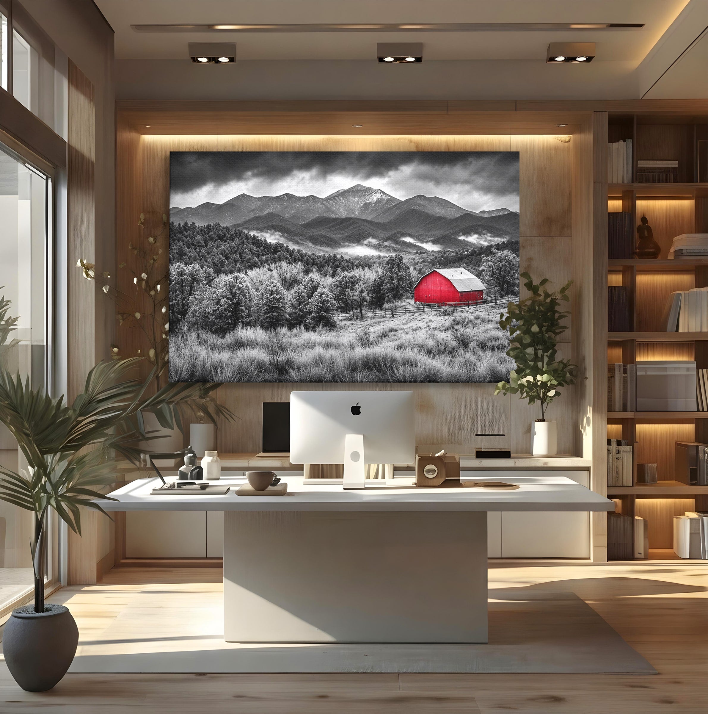 Tablou Canvas Premium LuxCanva® A1714, Sura Rosie Din Munti, Sura, Munti, Peisaj, Natura, Dramatic, Living, Culori Vibrante