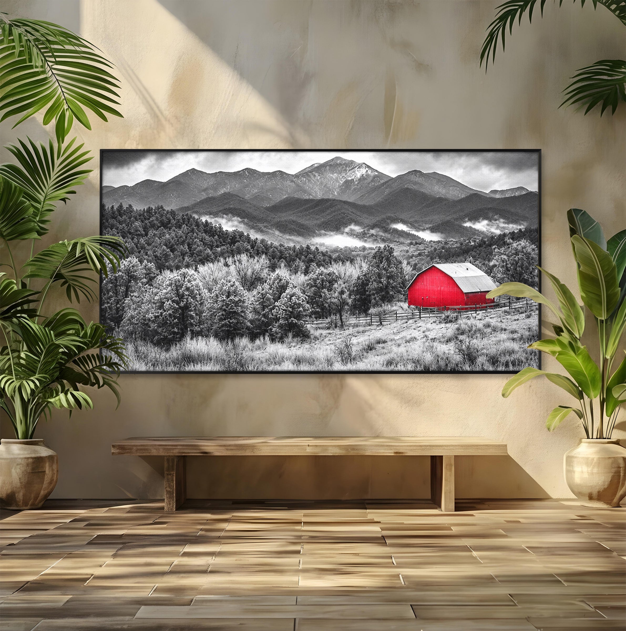 Tablou Canvas Premium LuxCanva® A1714, Sura Rosie Din Munti, Sura, Munti, Peisaj, Natura, Dramatic, Living, Culori Vibrante