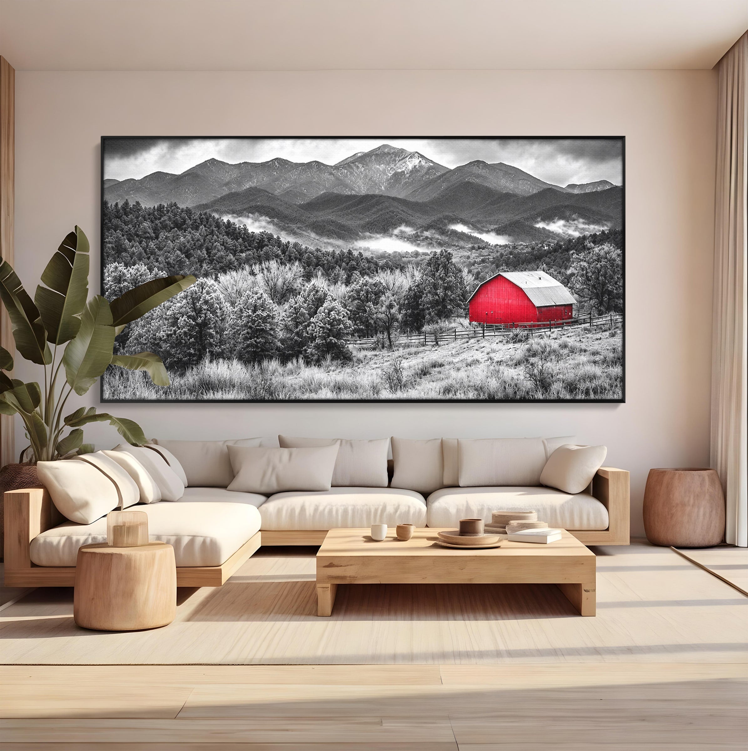 Tablou Canvas Premium LuxCanva® A1714, Sura Rosie Din Munti, Sura, Munti, Peisaj, Natura, Dramatic, Living, Culori Vibrante