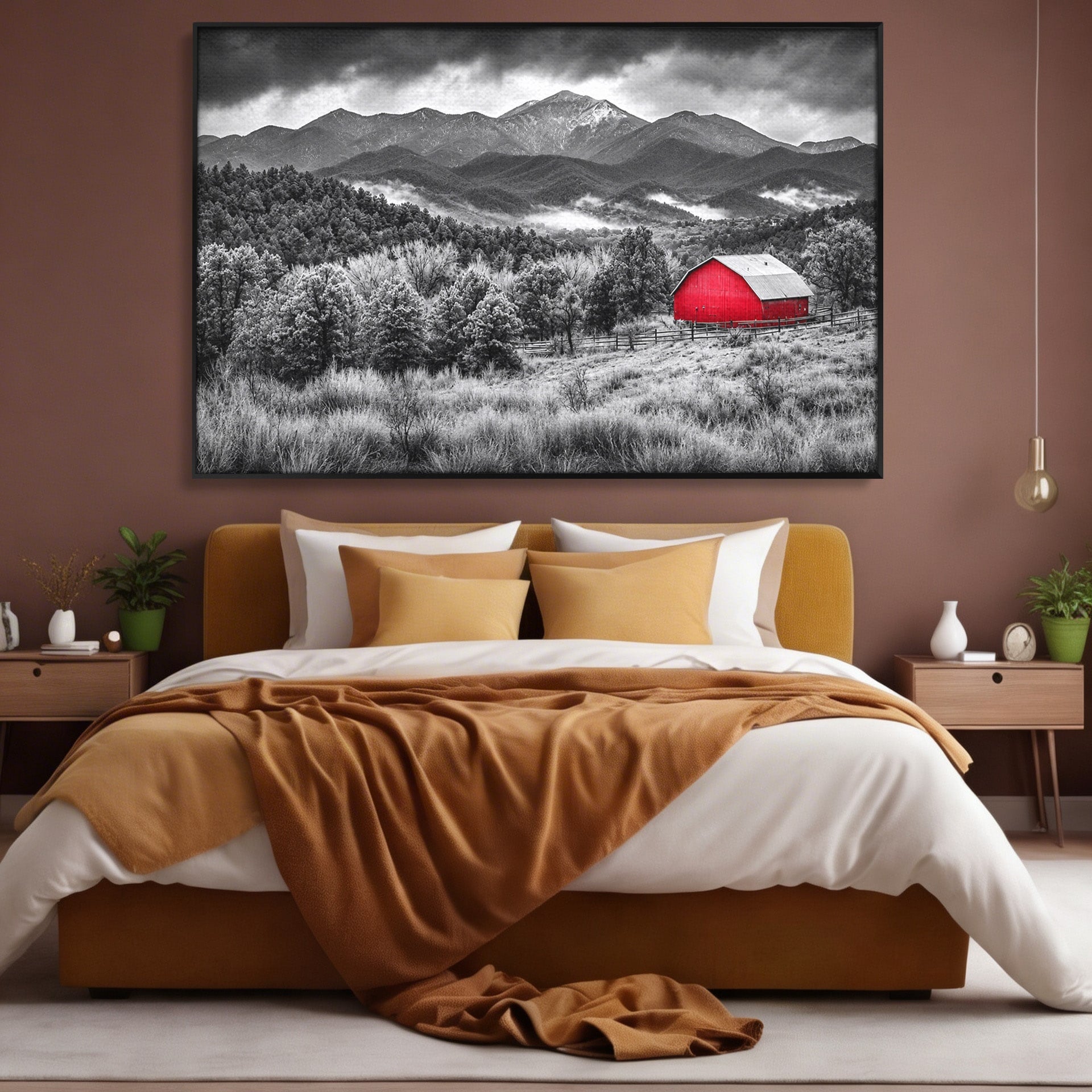 Tablou Canvas Premium LuxCanva® A1714, Sura Rosie Din Munti, Sura, Munti, Peisaj, Natura, Dramatic, Living, Culori Vibrante