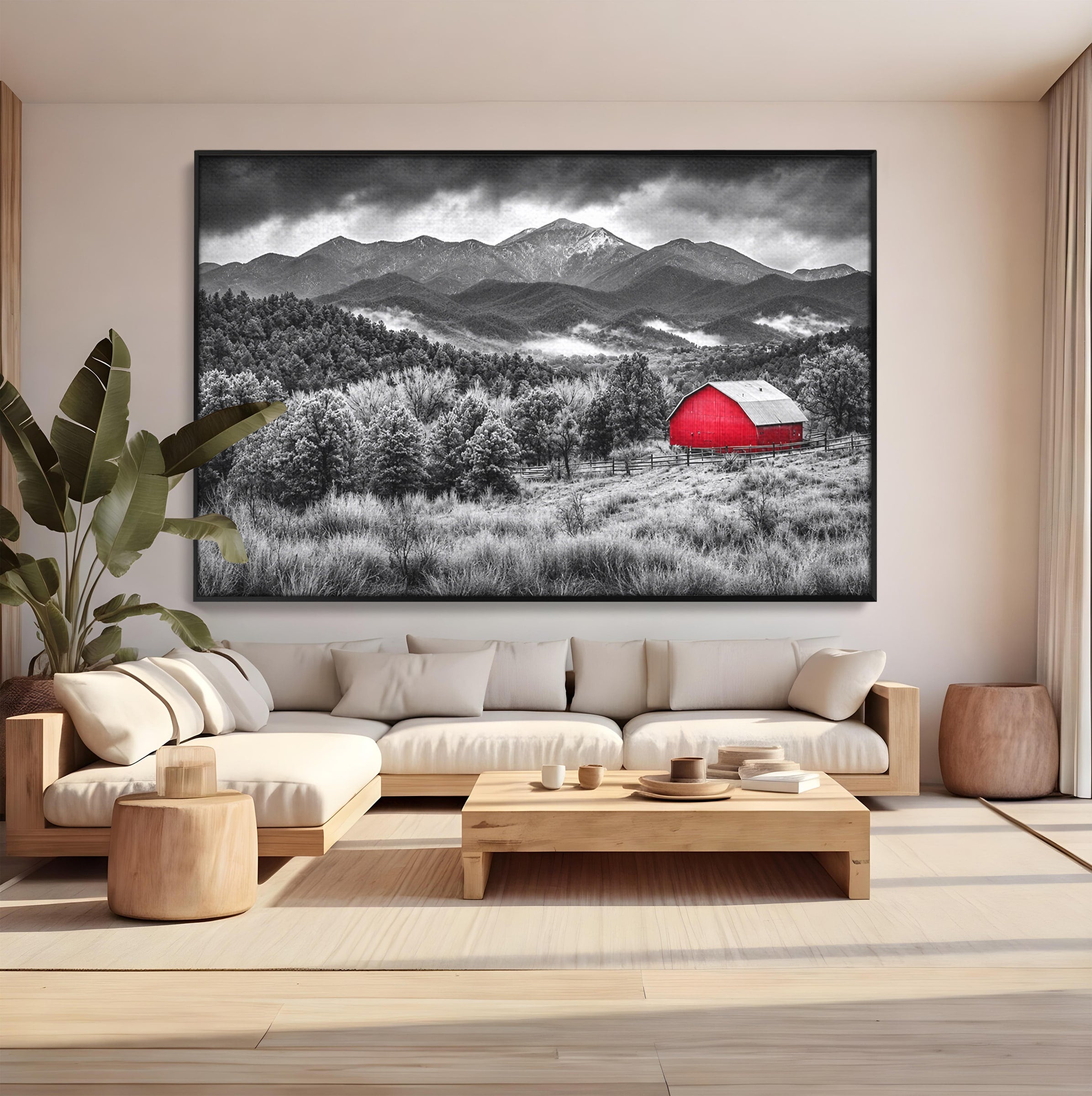 Tablou Canvas Premium LuxCanva® A1714, Sura Rosie Din Munti, Sura, Munti, Peisaj, Natura, Dramatic, Living, Culori Vibrante